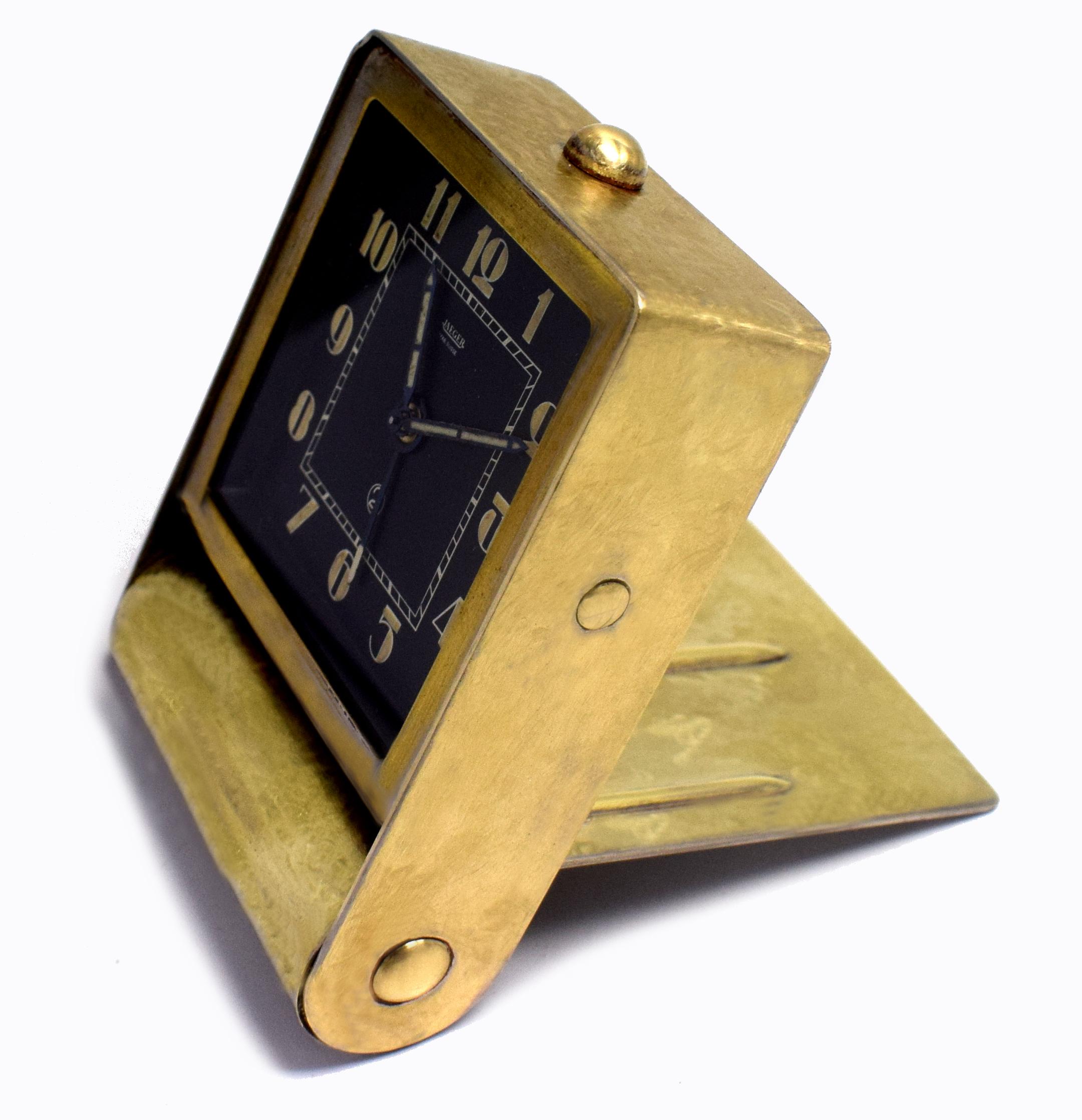 Enamel Rare Art Deco Clock by Jaeger-LeCoultre, circa 1930
