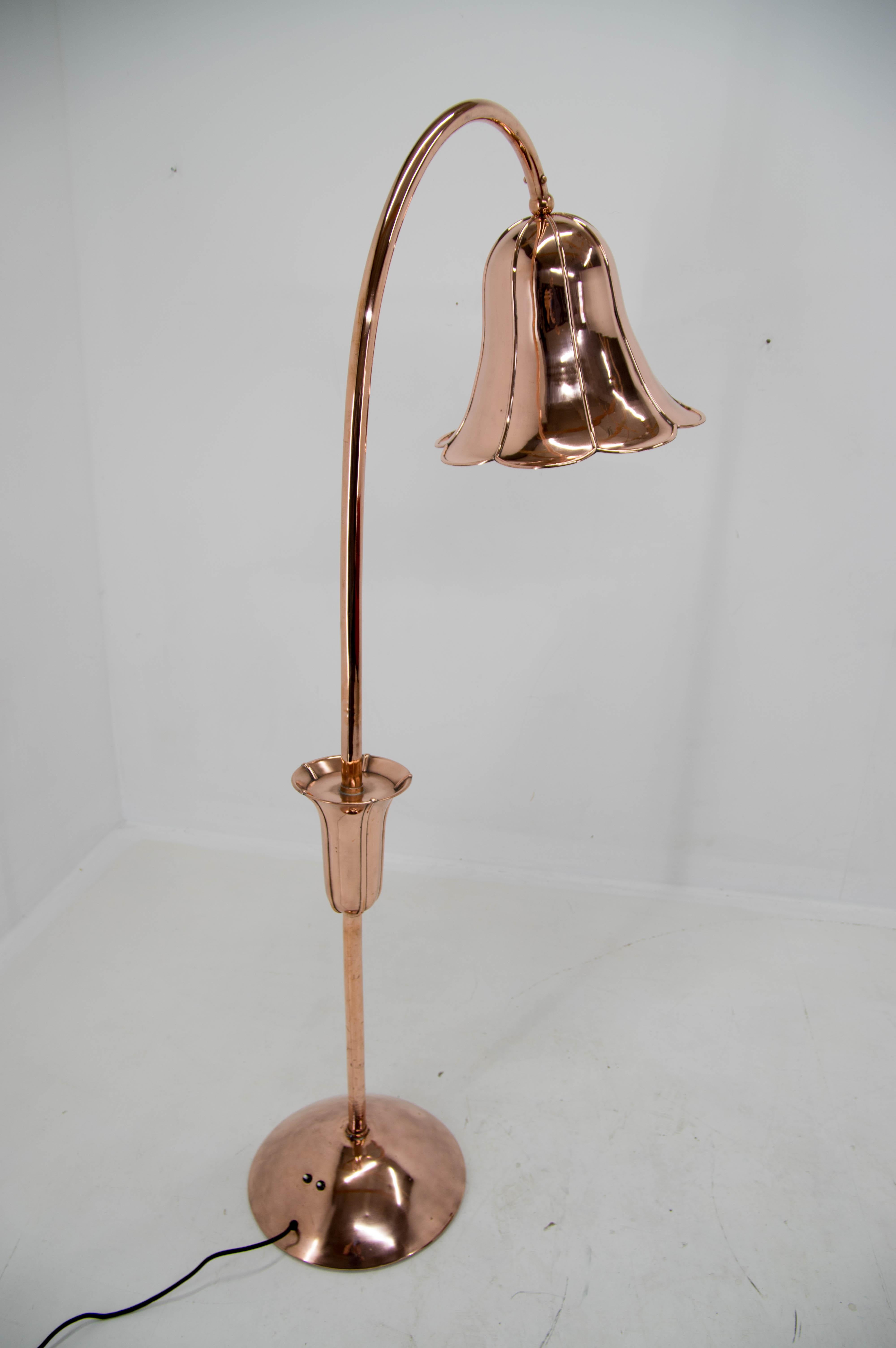 Rare Art Deco Copper Floor Lamp, 1930, Restored For Sale 5