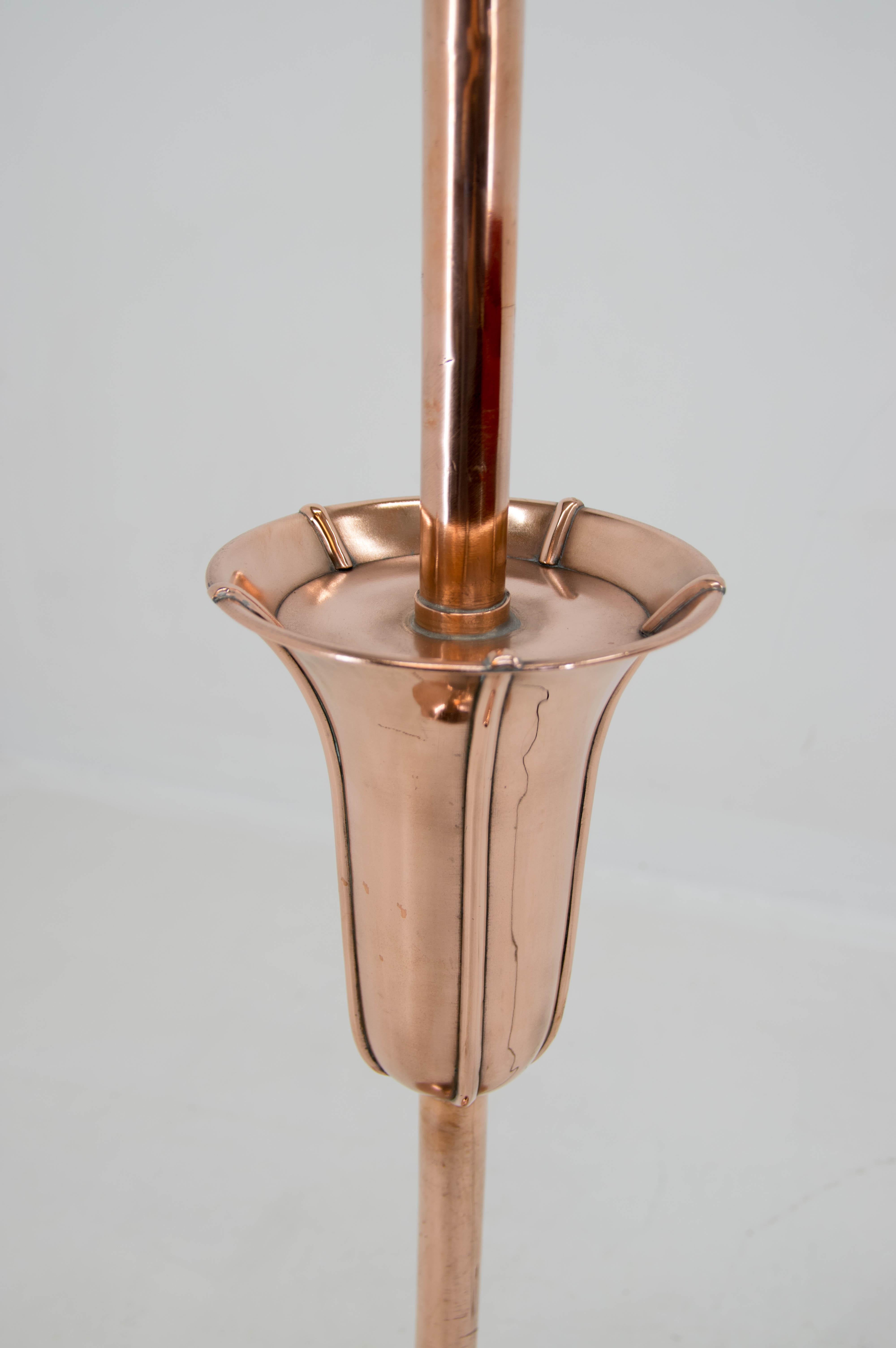 Mid-20th Century Rare Art Deco Copper Floor Lamp, 1930, Restored For Sale
