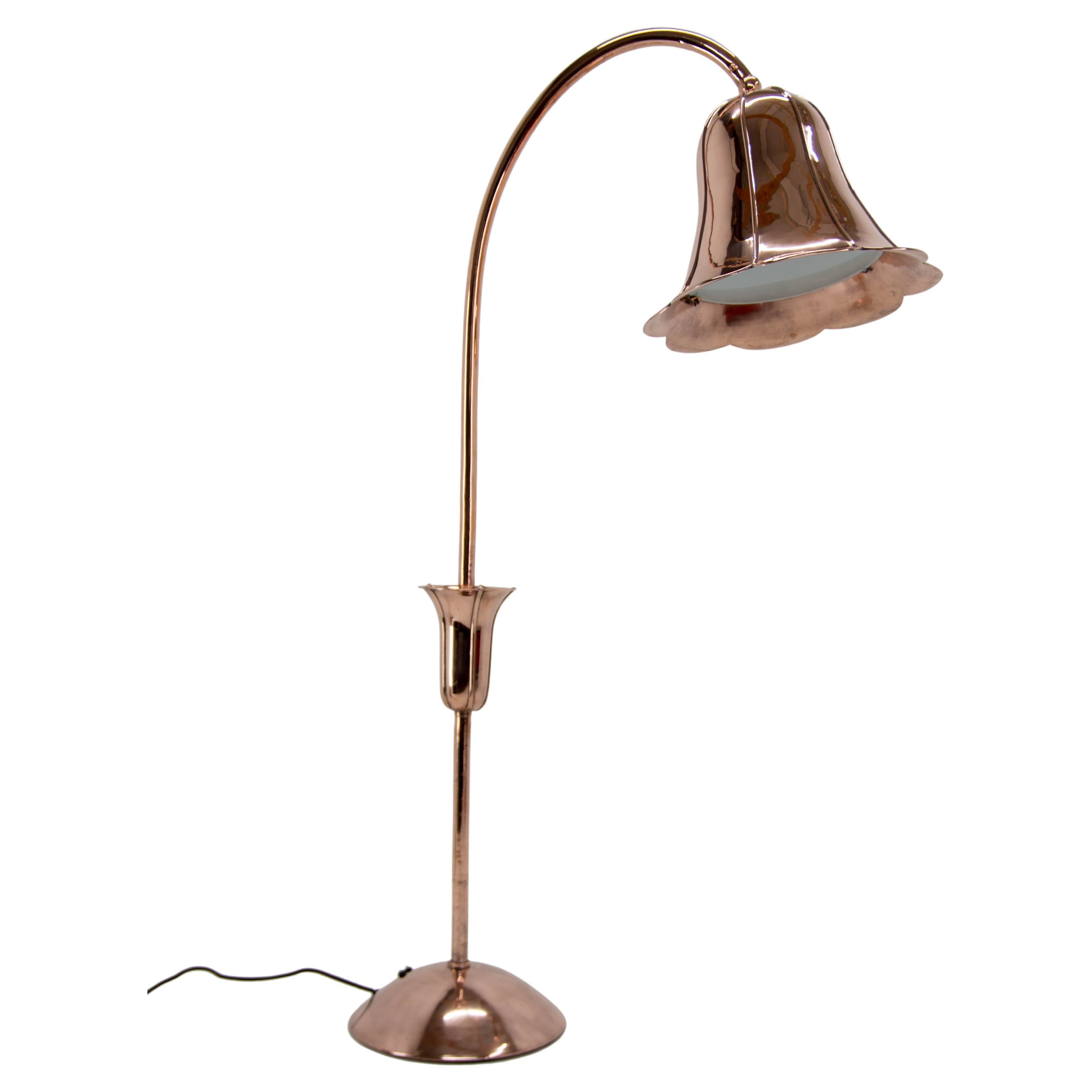 Rare Art Deco Copper Floor Lamp, 1930, Restored