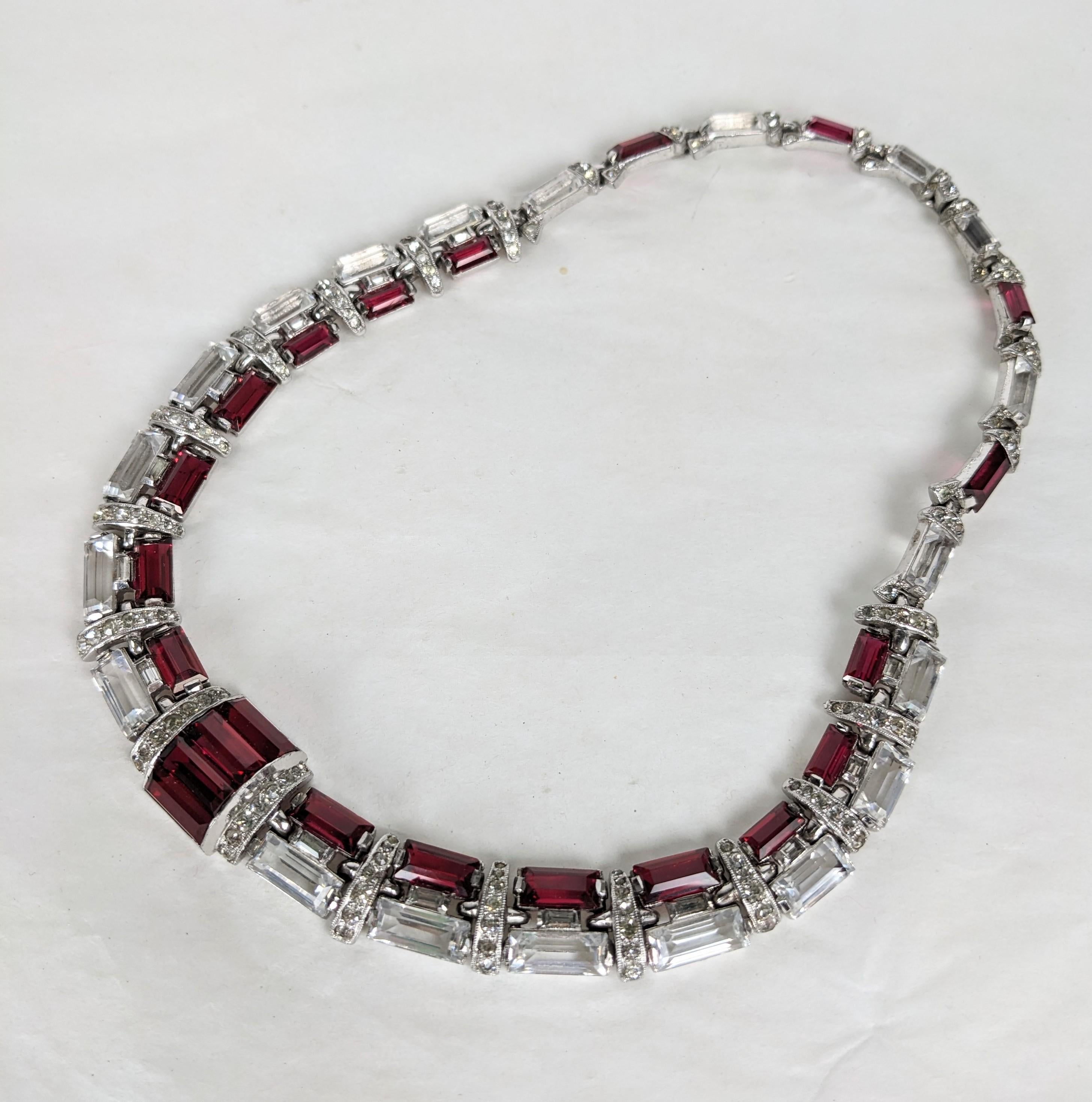 Women's Rare Art Deco DeRosa Crystal Baguette Collar For Sale