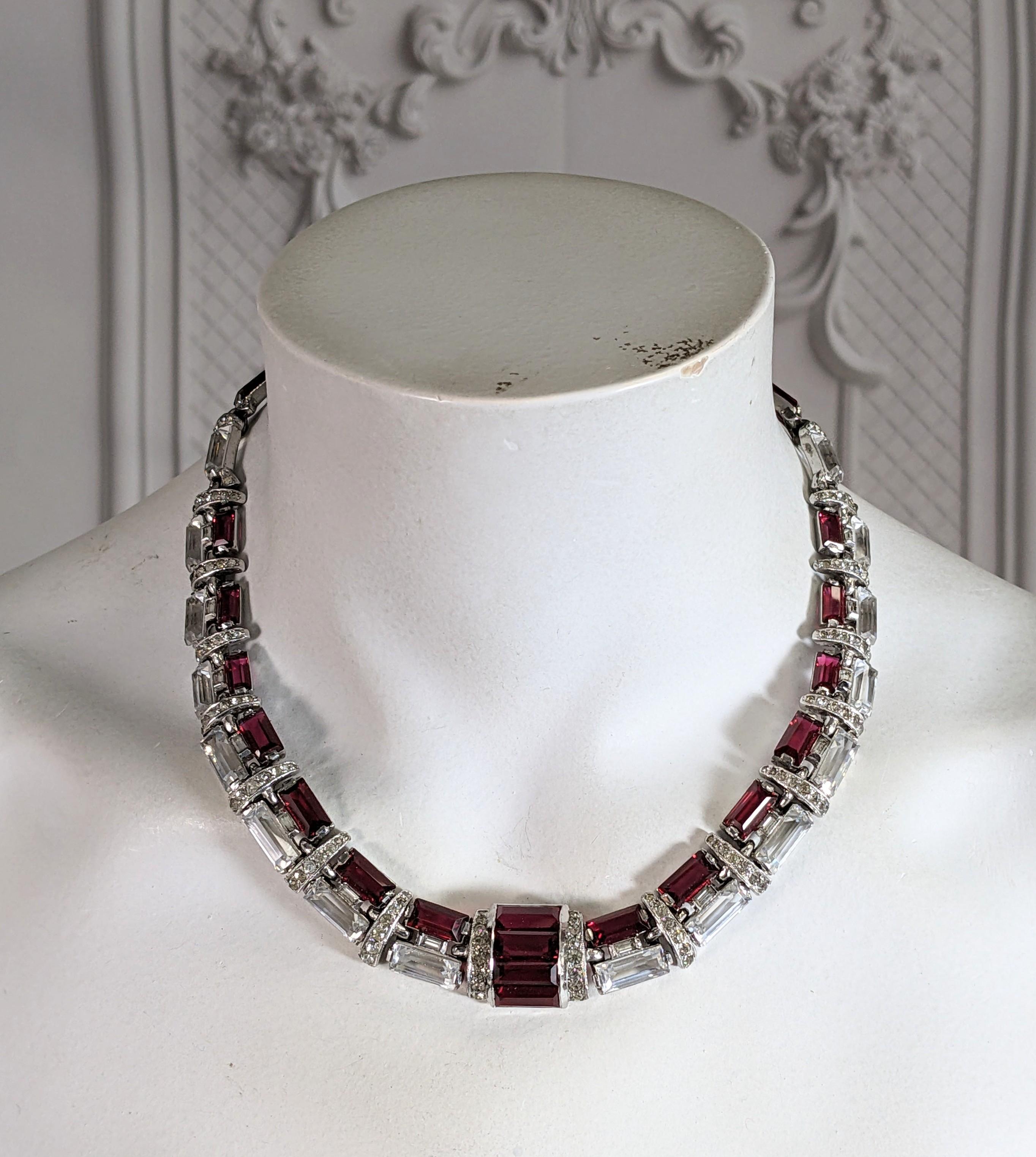 Rare Art Deco DeRosa Crystal Baguette Collar For Sale 3