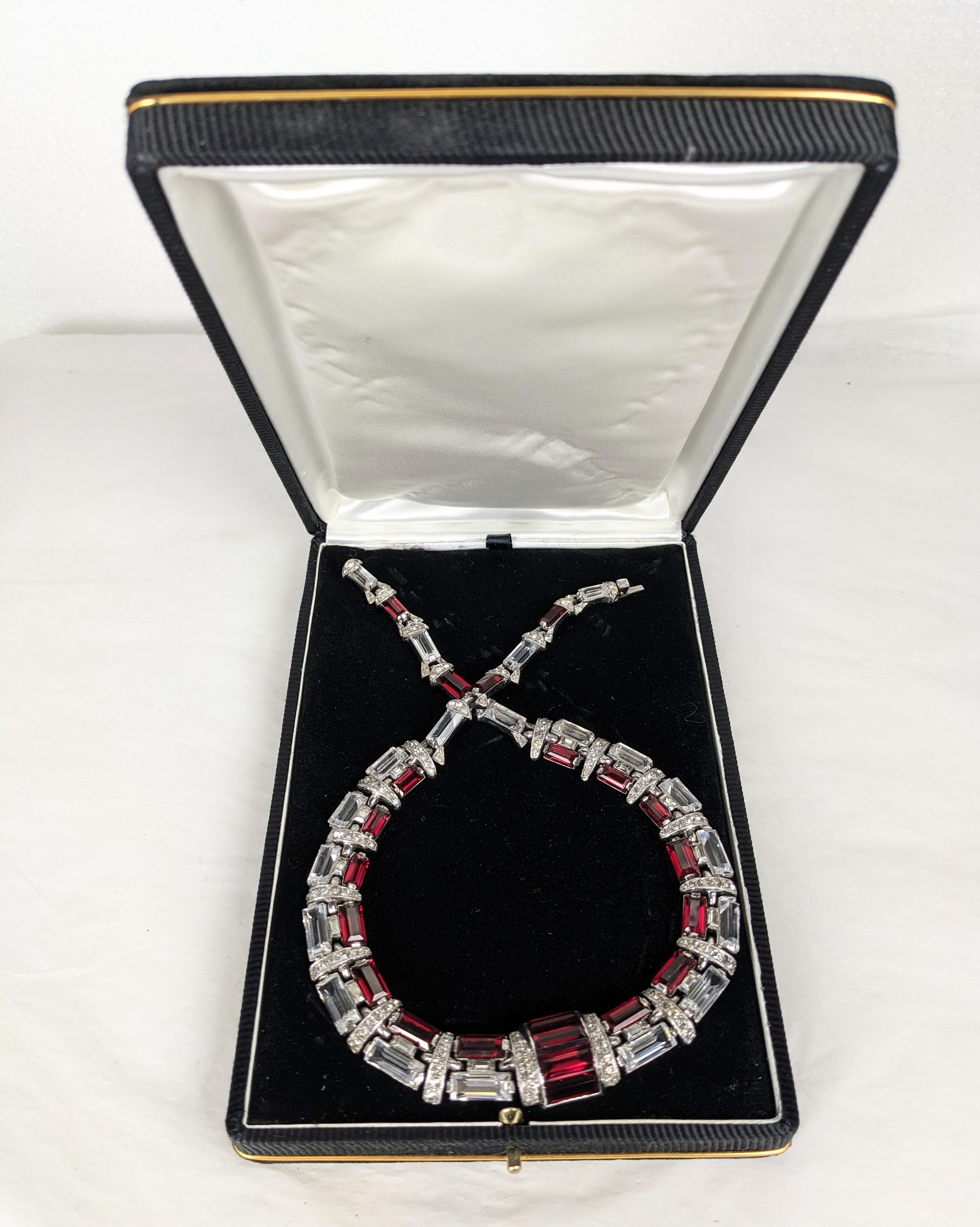 Rare Art Deco DeRosa Crystal Baguette Collar For Sale 4