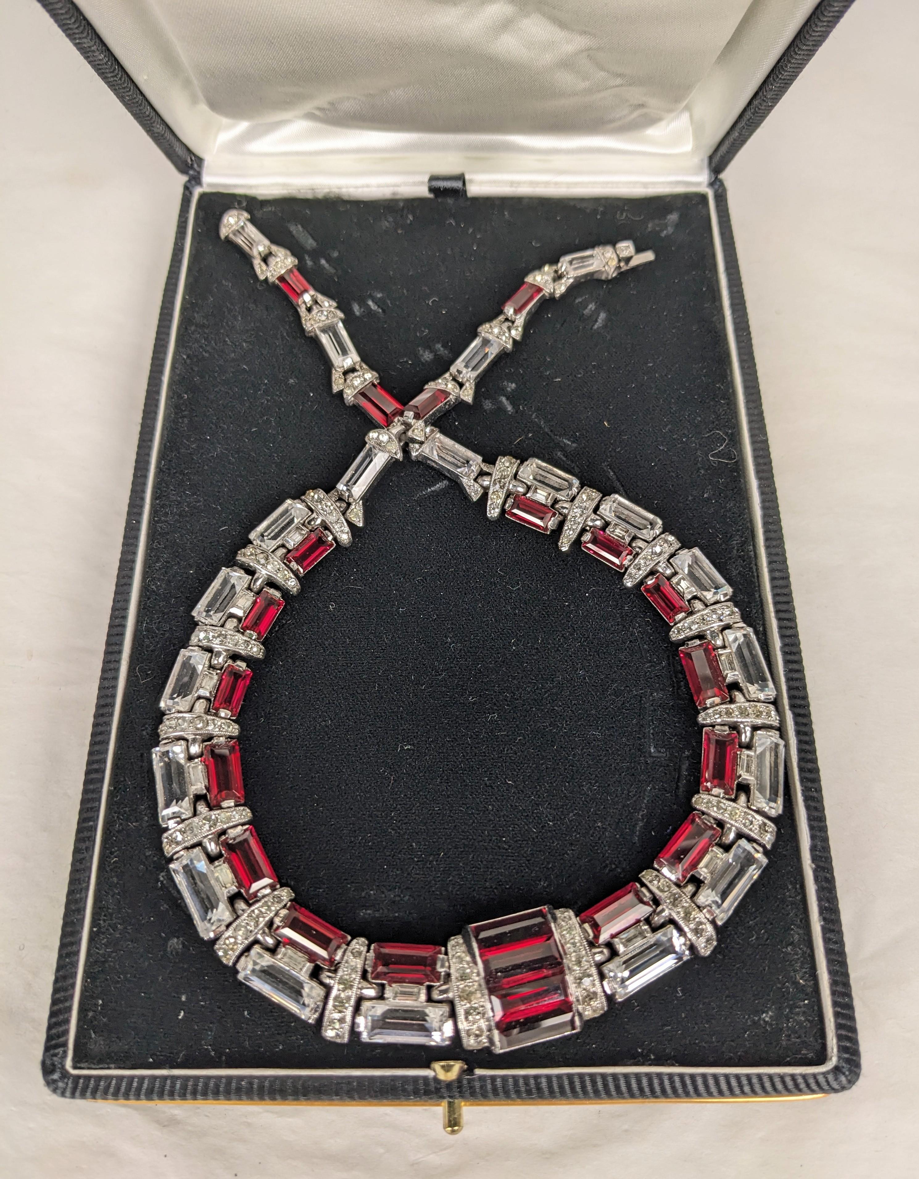 Rare Art Deco DeRosa Crystal Baguette Collar For Sale 5