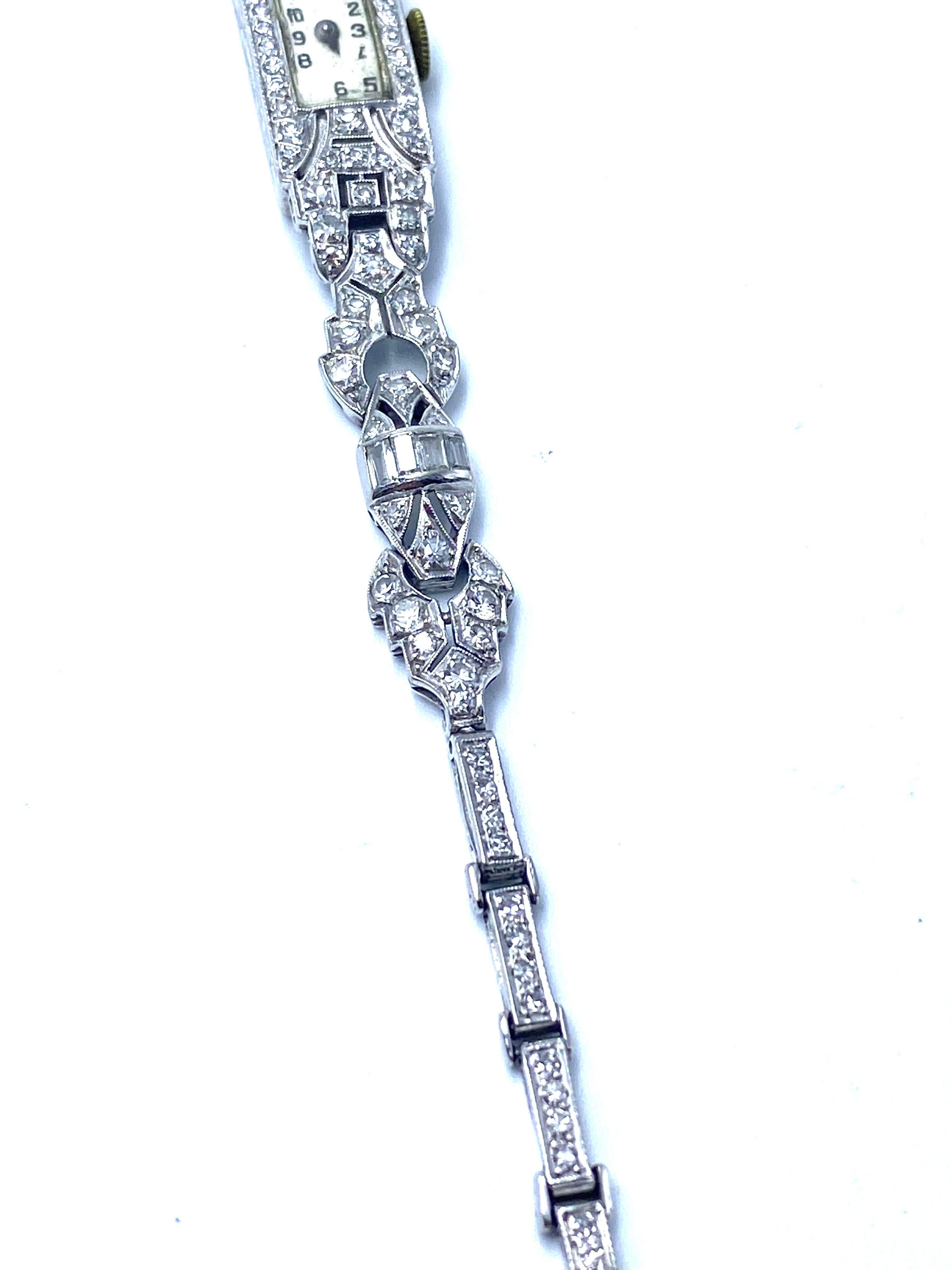Seltene Art Deco Diamanten Uhr für Damen oder Herren im Angebot