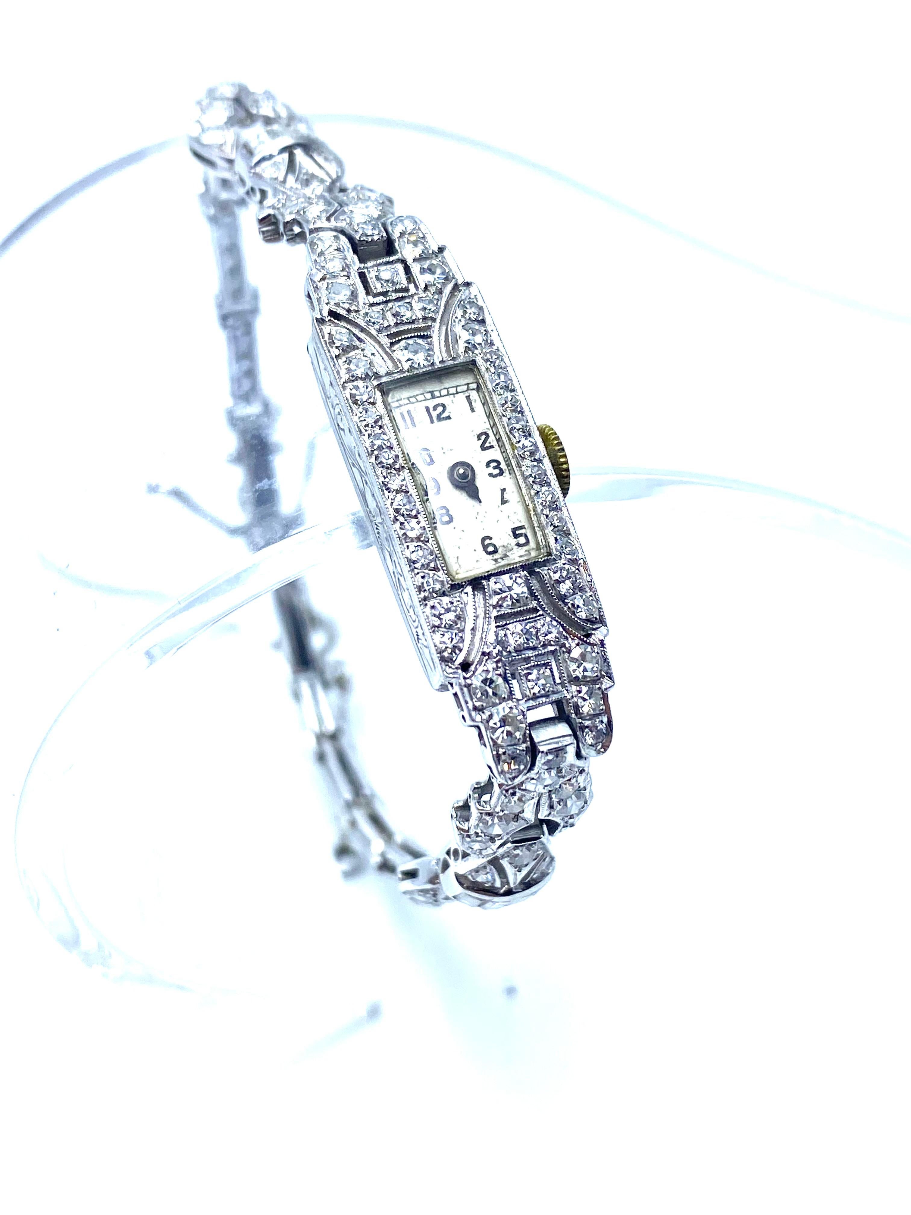 Rare montre Art déco avec diamants en vente 2