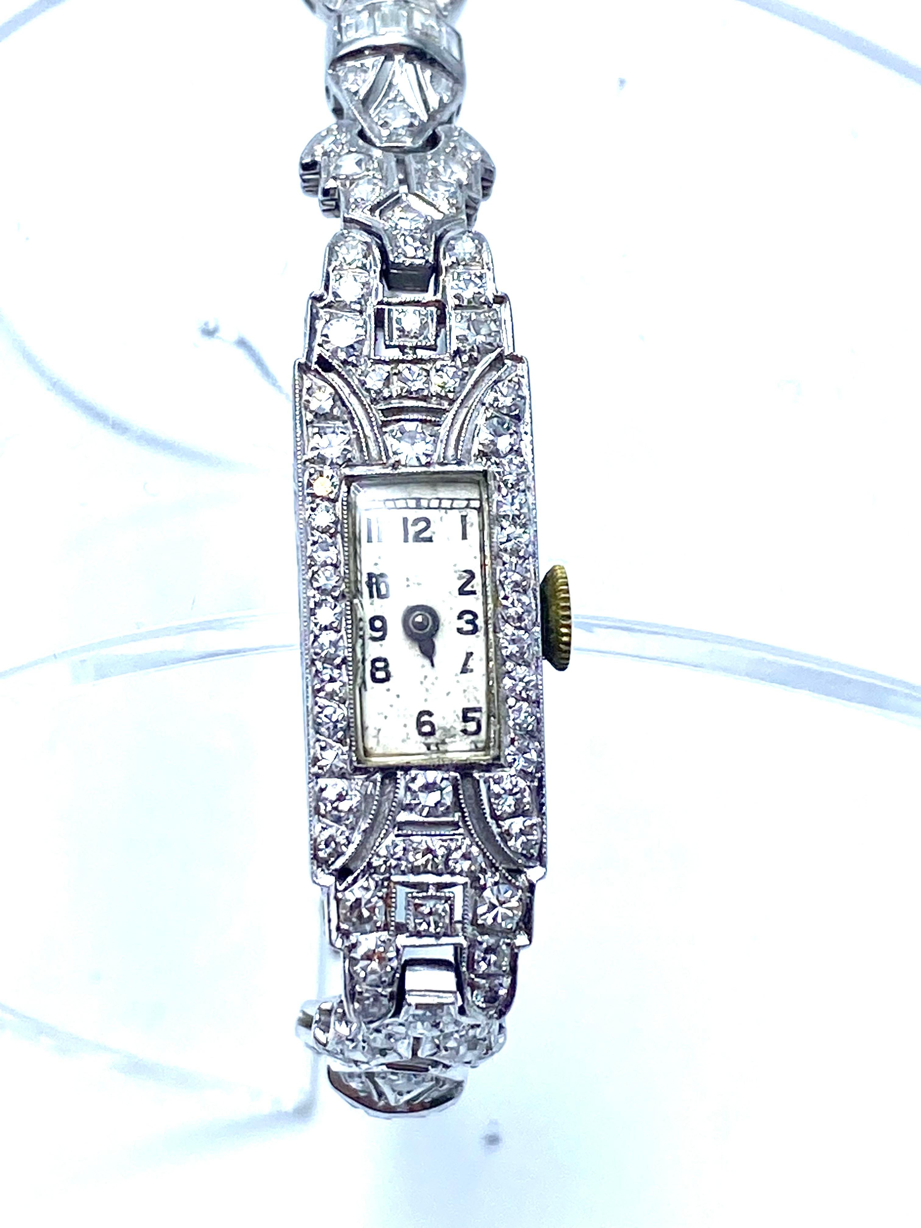 Rare Art Deco Diamonds Watch For Sale 3