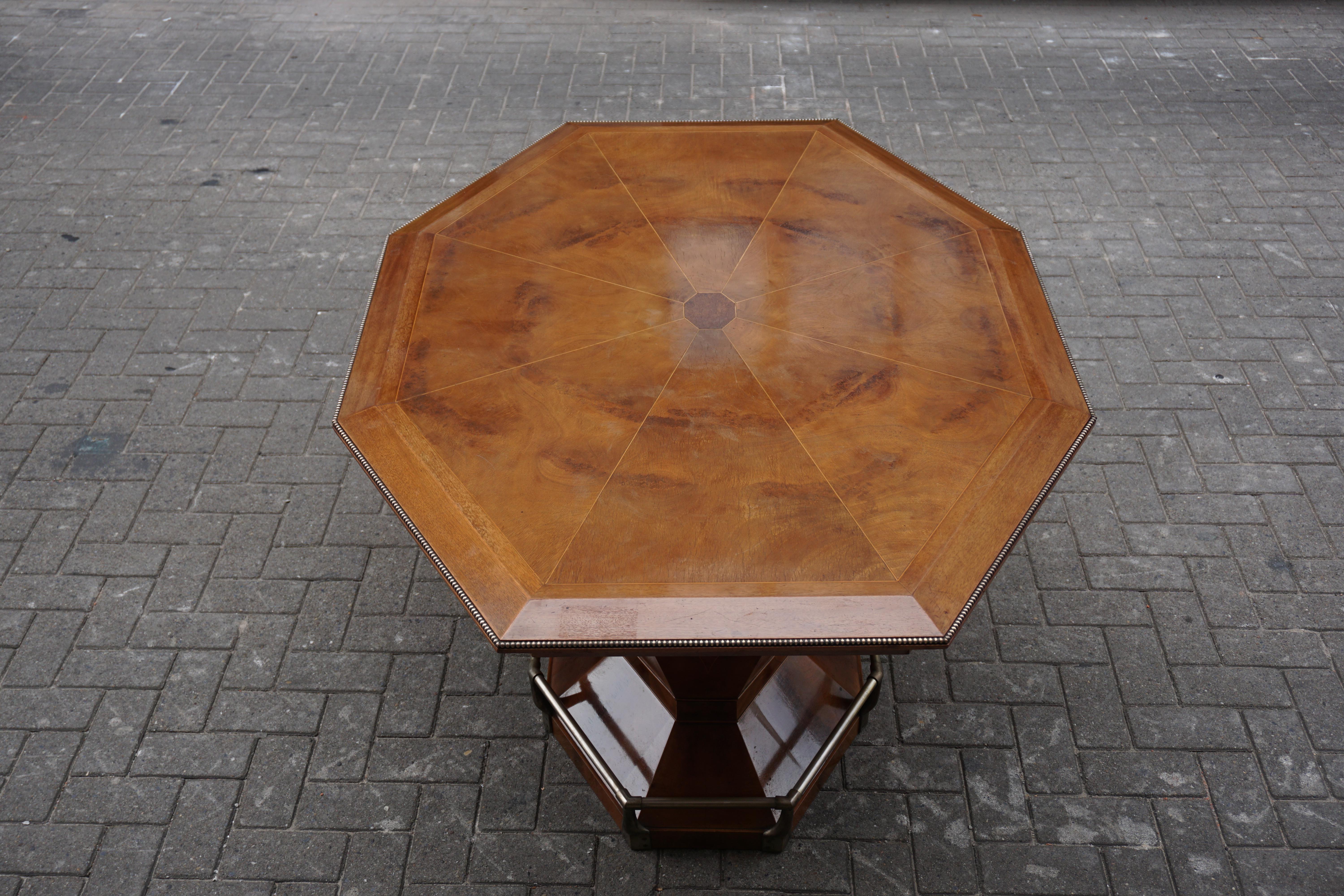 Rare Art Deco Dining or Conference Table in the Shape of an Octagonal Diamond For Sale 9