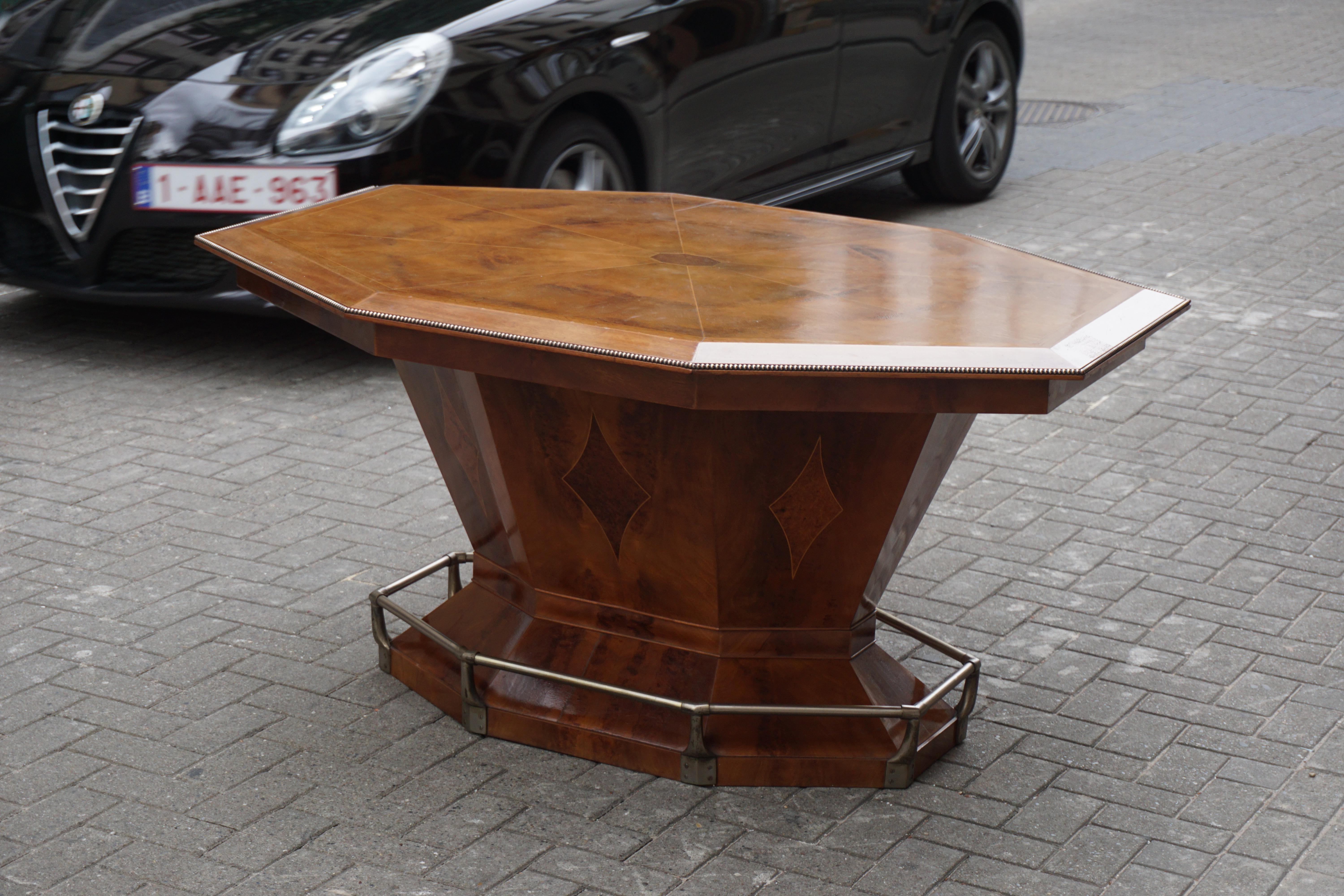 Hollywood Regency Rare Art Deco Dining/Conference Table in the Shape of an Octagonal Diamond For Sale