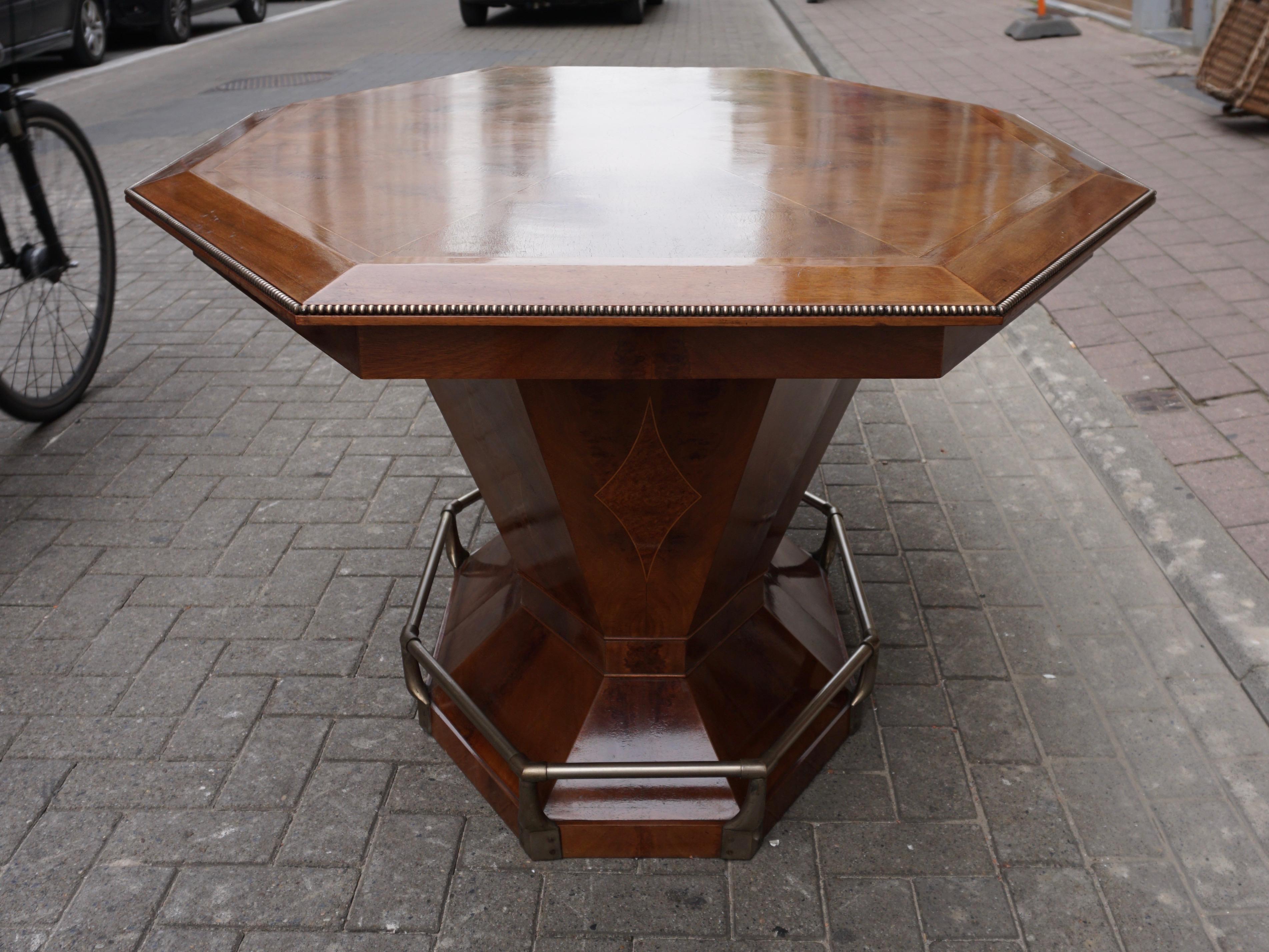 Belgian Rare Art Deco Dining/Conference Table in the Shape of an Octagonal Diamond For Sale