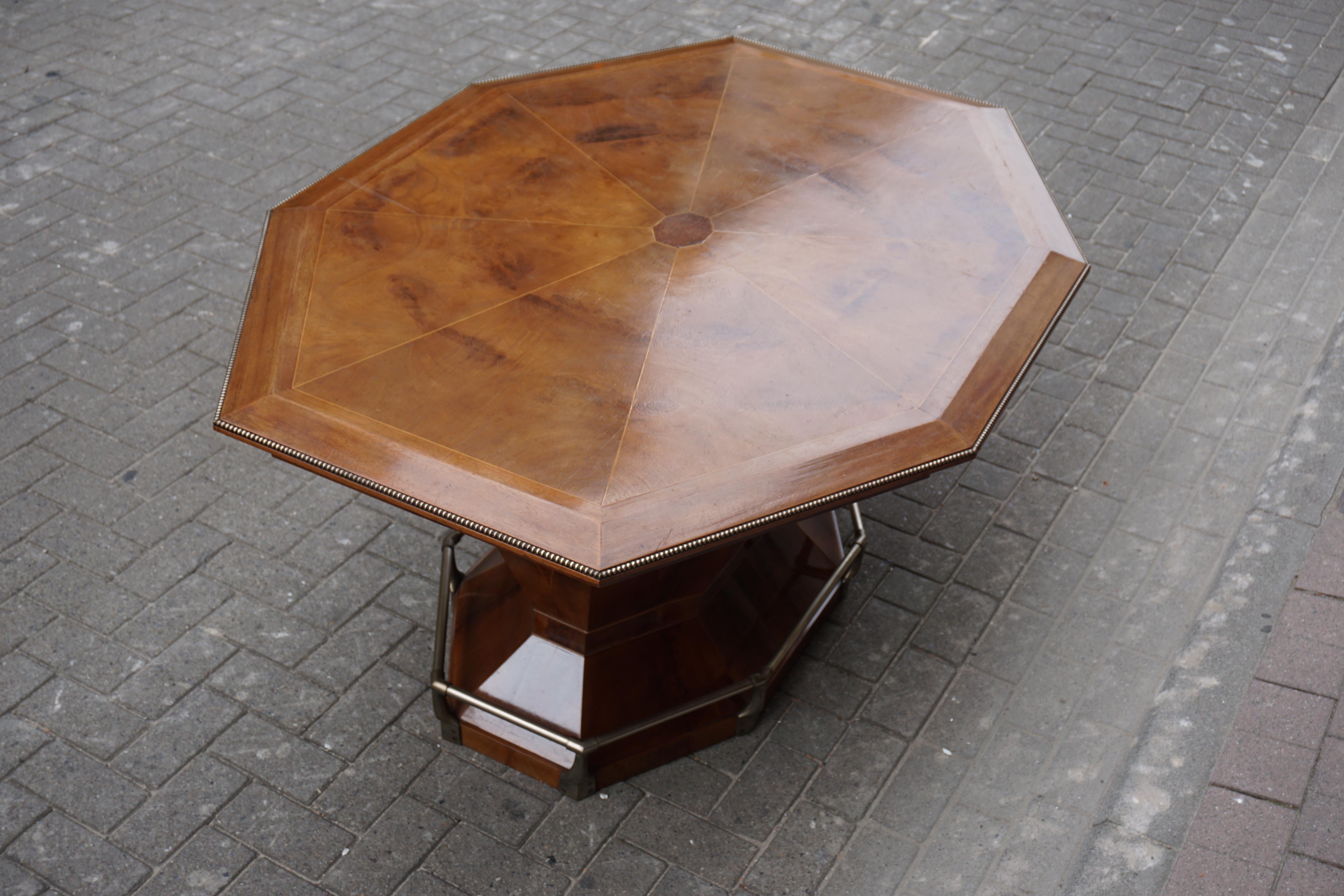 Rare Art Deco Dining/Conference Table in the Shape of an Octagonal Diamond In Good Condition For Sale In Antwerp, BE