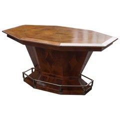 Rare Art Deco Dining or Conference Table in the Shape of an Octagonal Diamond