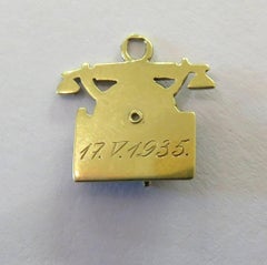 Rare Art Deco Enamel Movable Telephone Gold Charm Dated 1937