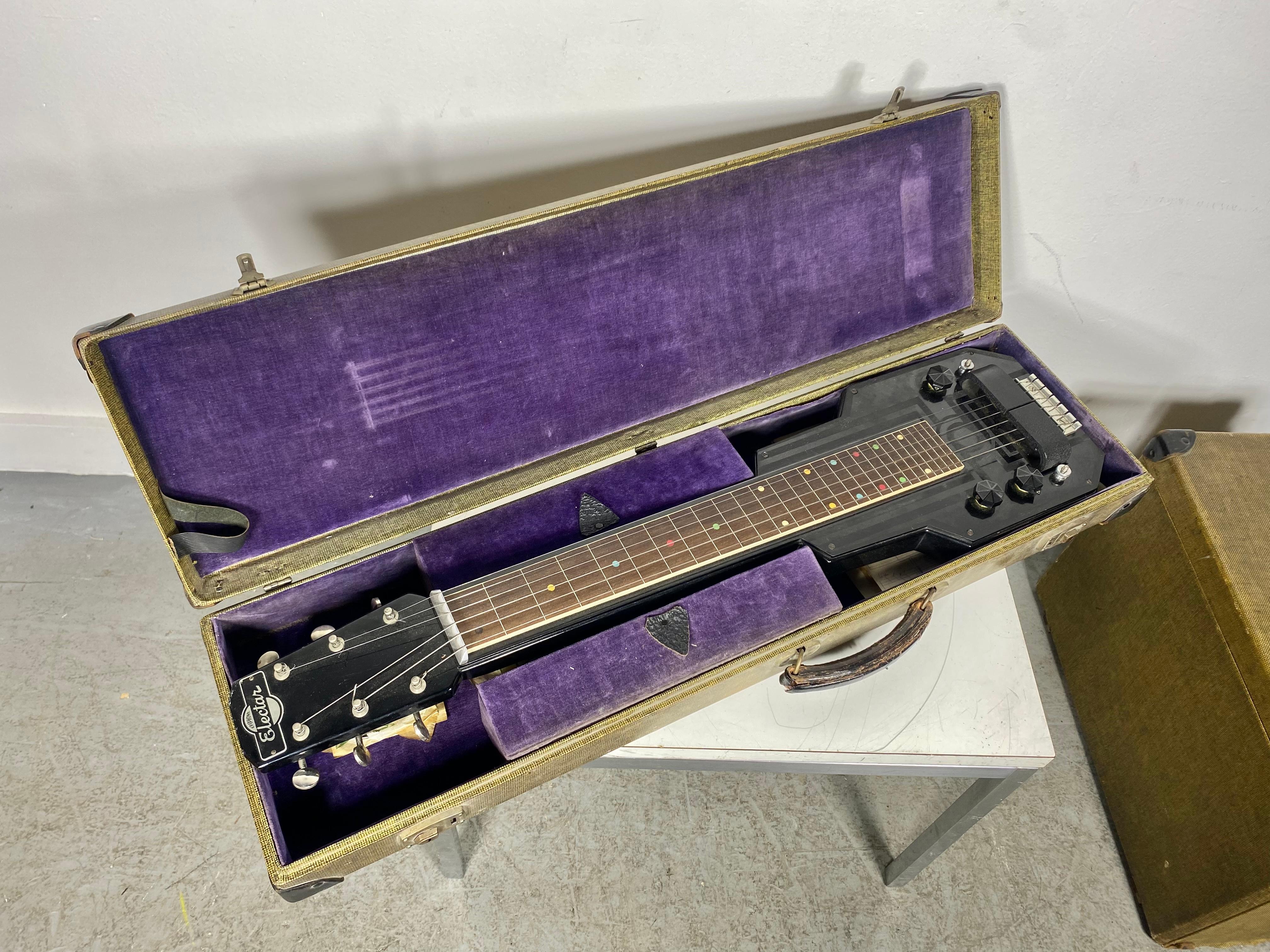 Aluminum Rare Art Deco Epiphone Electar Model M Lap Steel Electric Guitar and amp combo For Sale