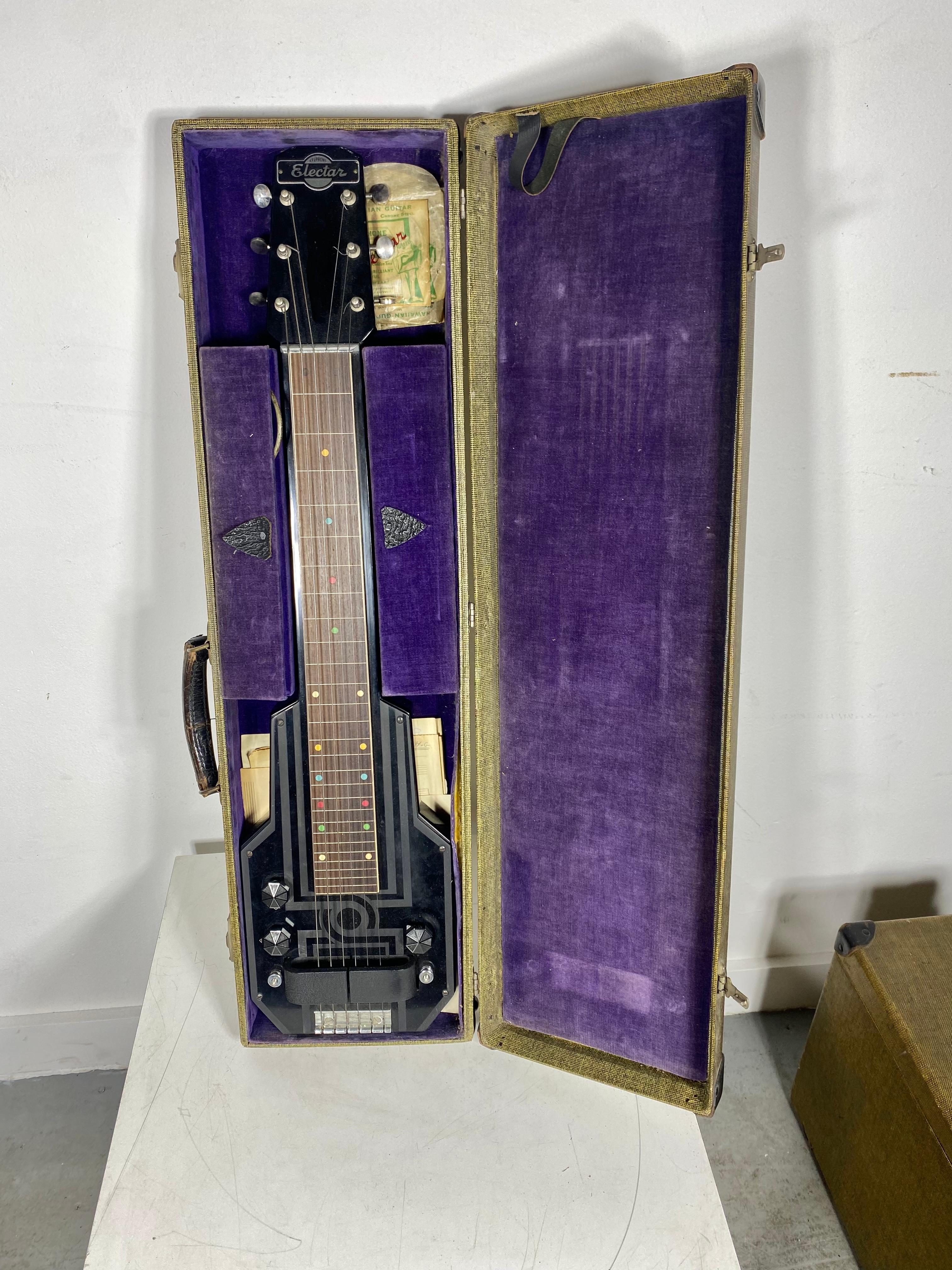 Américain Rare combo guitare électrique et ampoule Art déco Epiphone Electar modèle M Lap Steel en vente