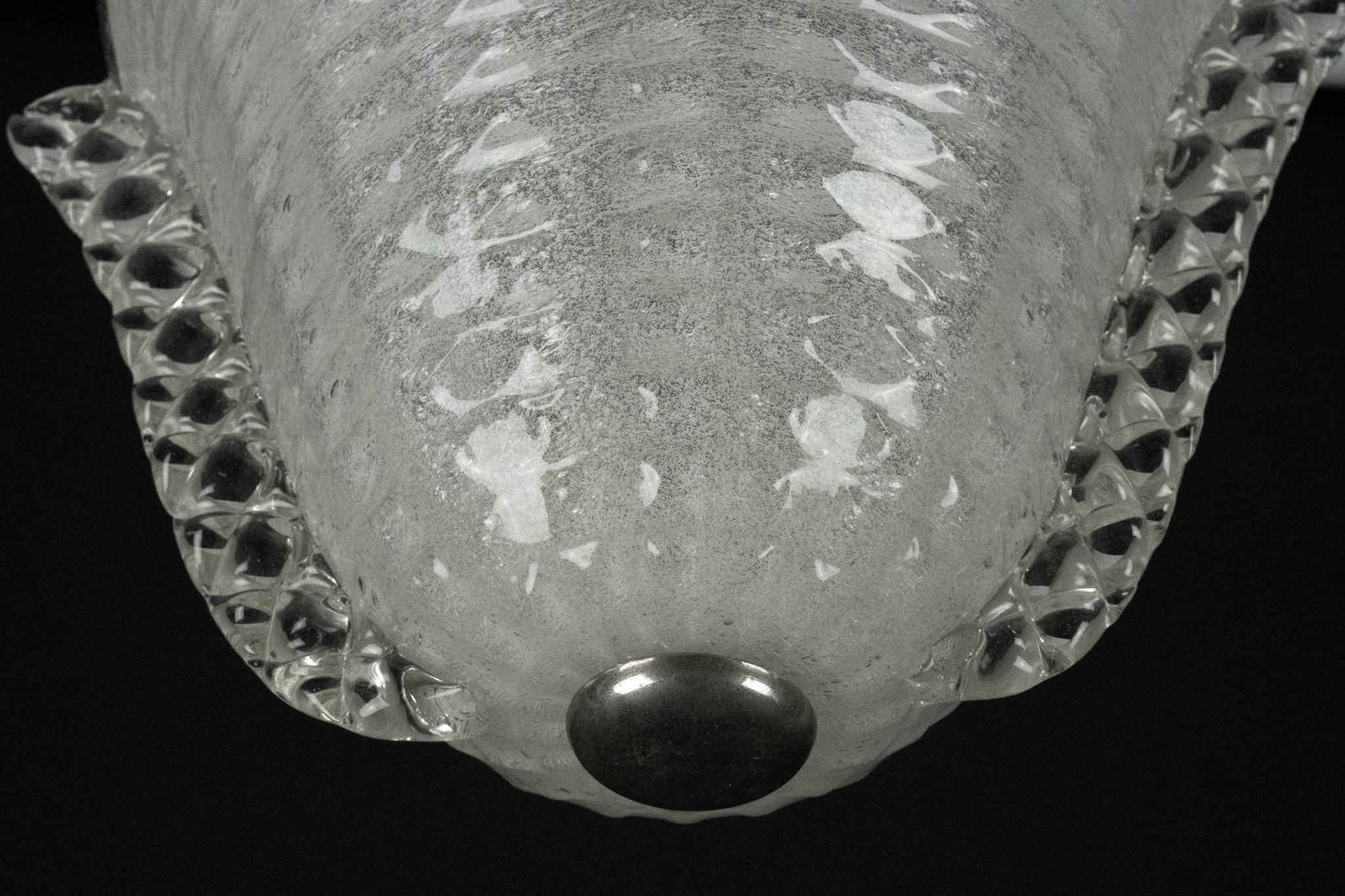 Rare lustre Ercole Barovier de style Art Déco en verre de Murano Pulegoso. Italie années 1940 en vente 4