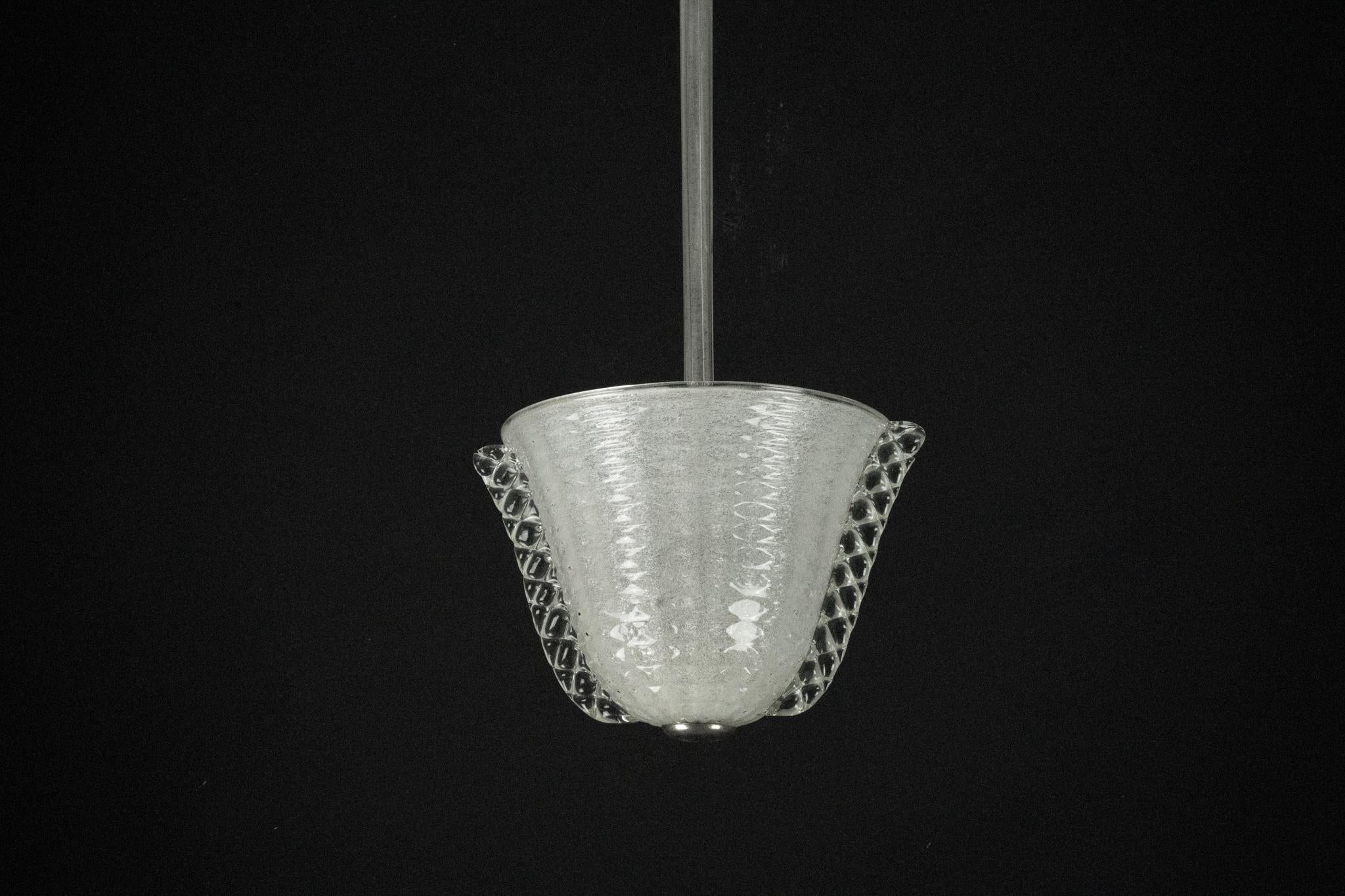 Rare lustre Ercole Barovier de style Art Déco en verre de Murano Pulegoso. Italie années 1940 en vente 8