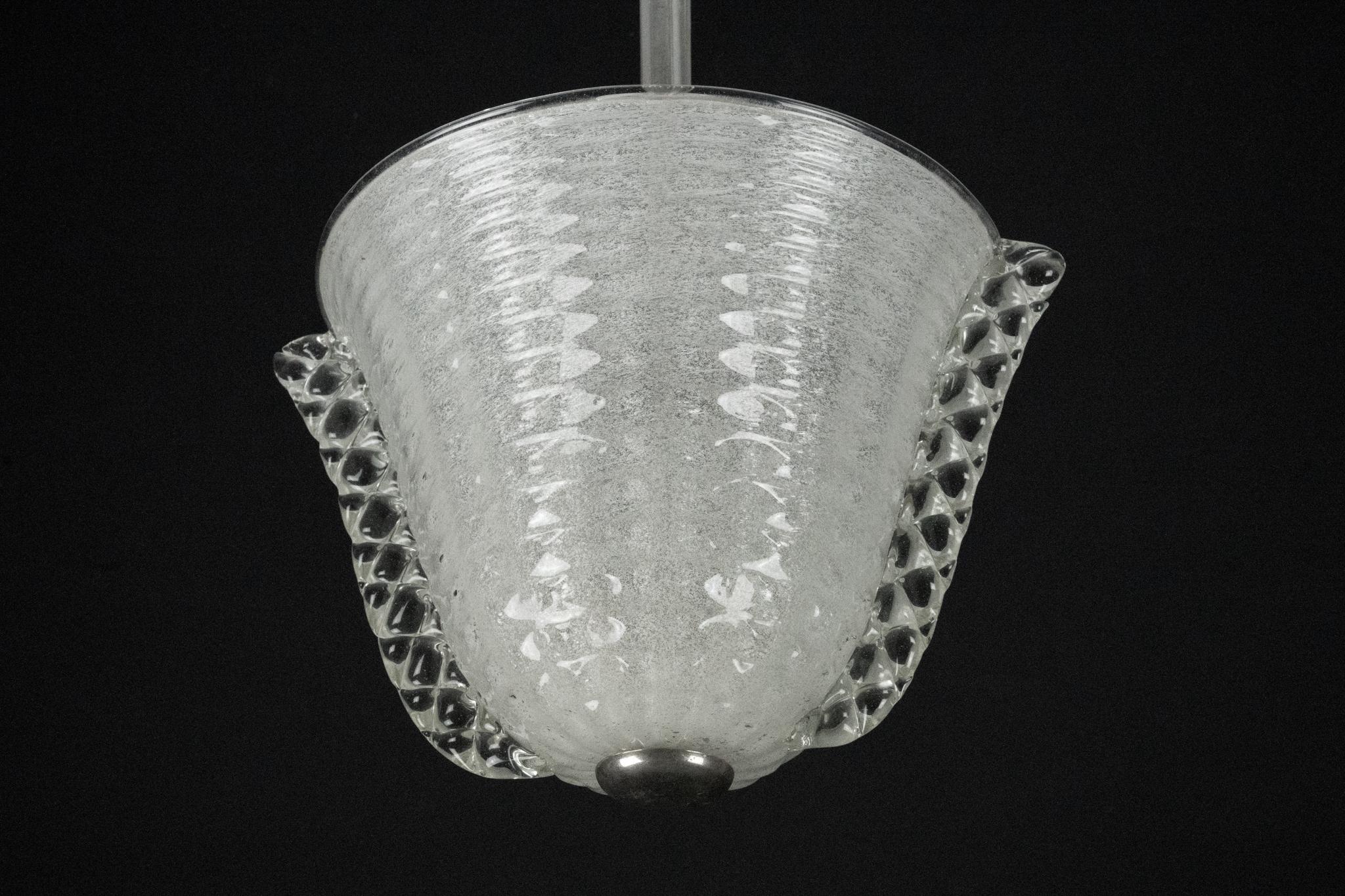 Rare lustre Ercole Barovier de style Art Déco en verre de Murano Pulegoso. Italie années 1940 en vente 10