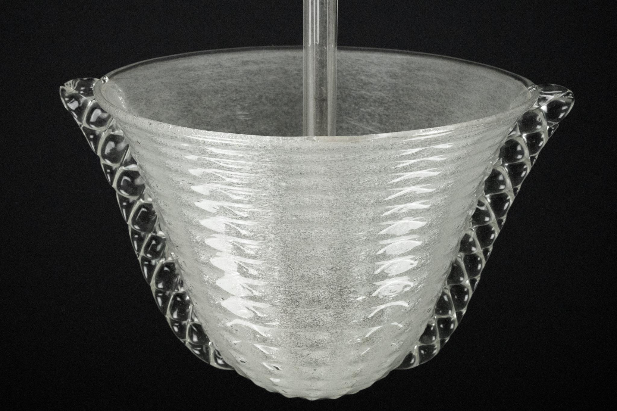Rare lustre Ercole Barovier de style Art Déco en verre de Murano Pulegoso. Italie années 1940 en vente 11