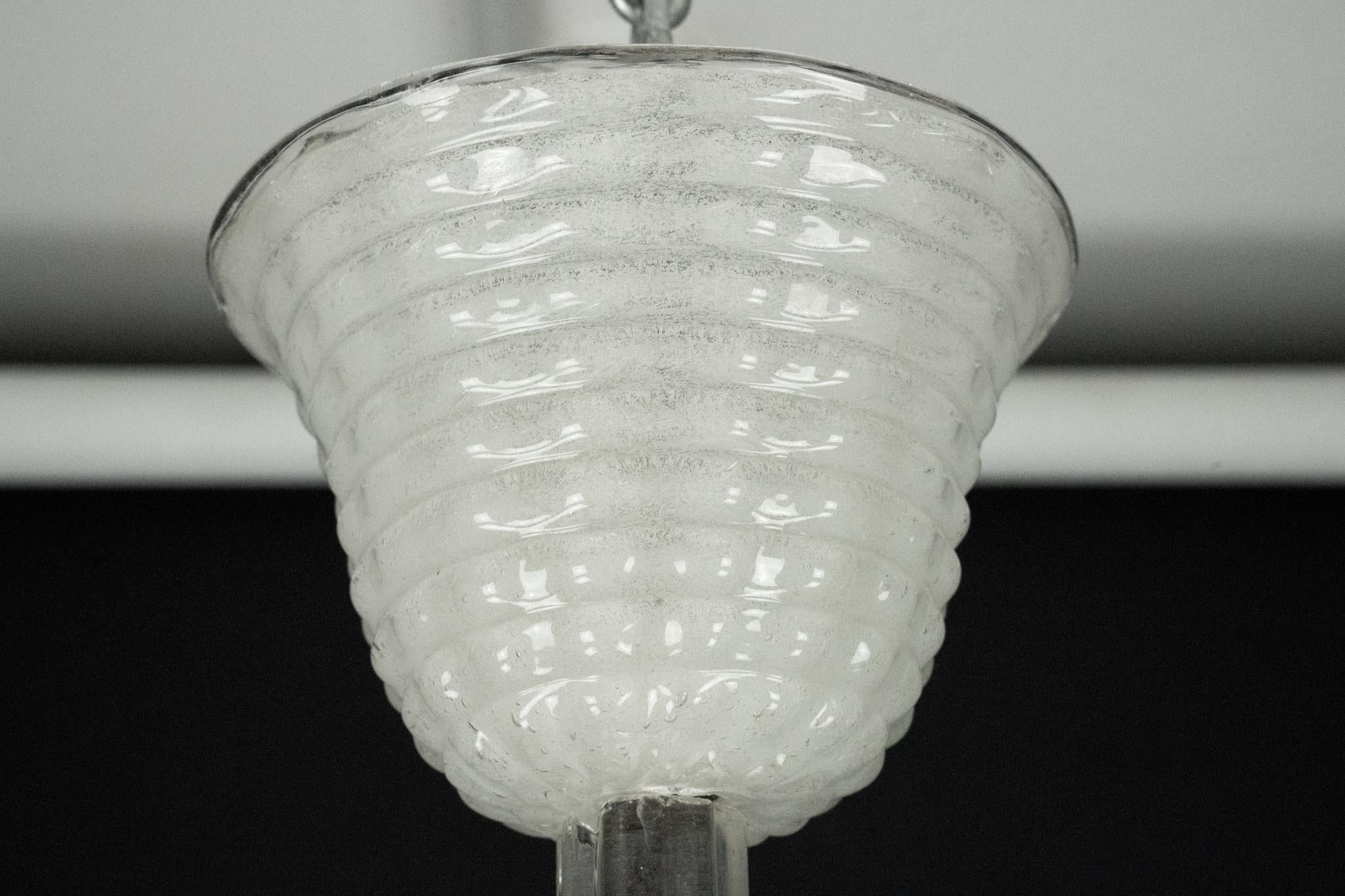 Rare lustre Ercole Barovier de style Art Déco en verre de Murano Pulegoso. Italie années 1940 en vente 12