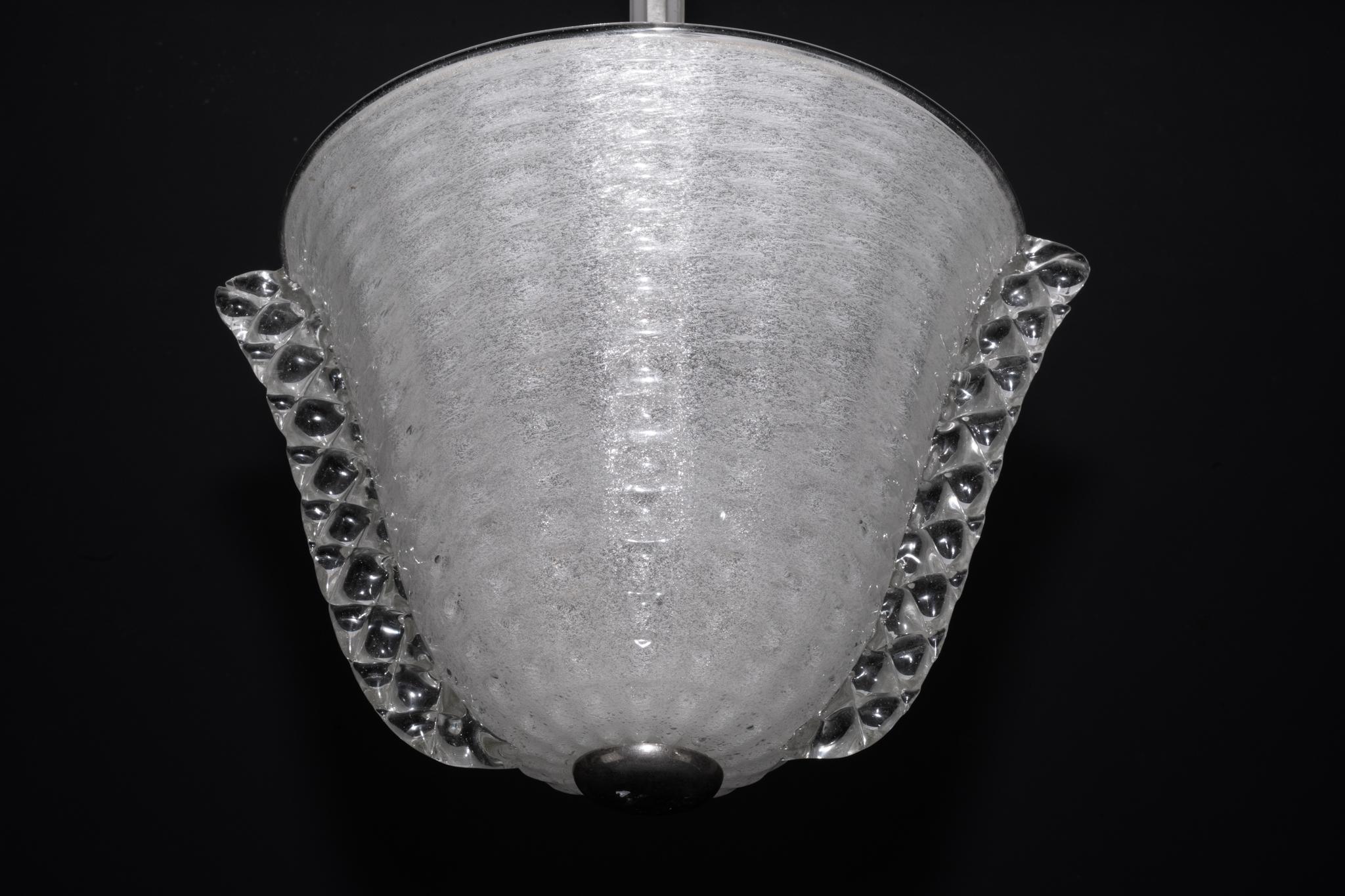 italien Rare lustre Ercole Barovier de style Art Déco en verre de Murano Pulegoso. Italie années 1940 en vente