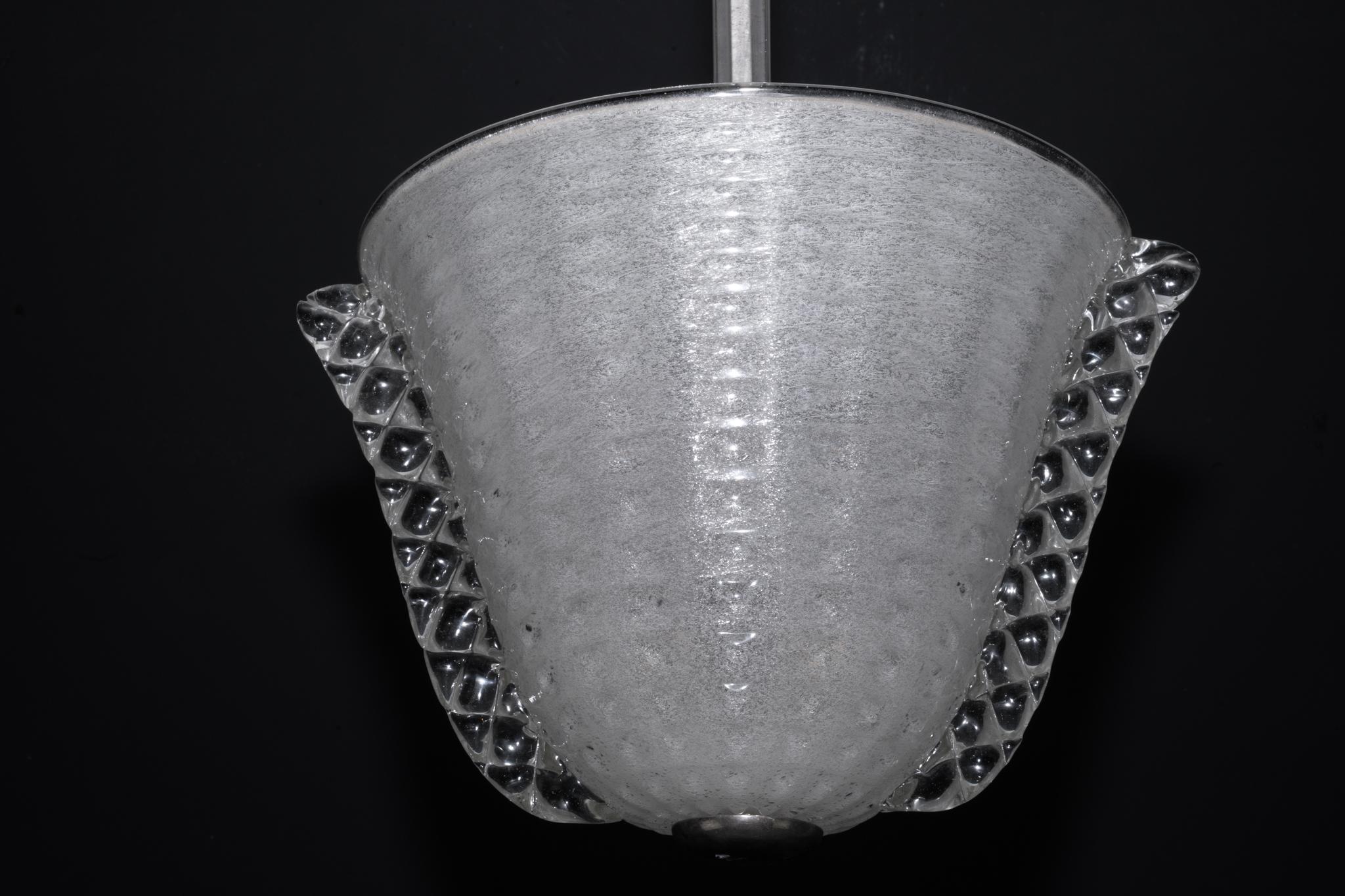Verre de Murano Rare lustre Ercole Barovier de style Art Déco en verre de Murano Pulegoso. Italie années 1940 en vente