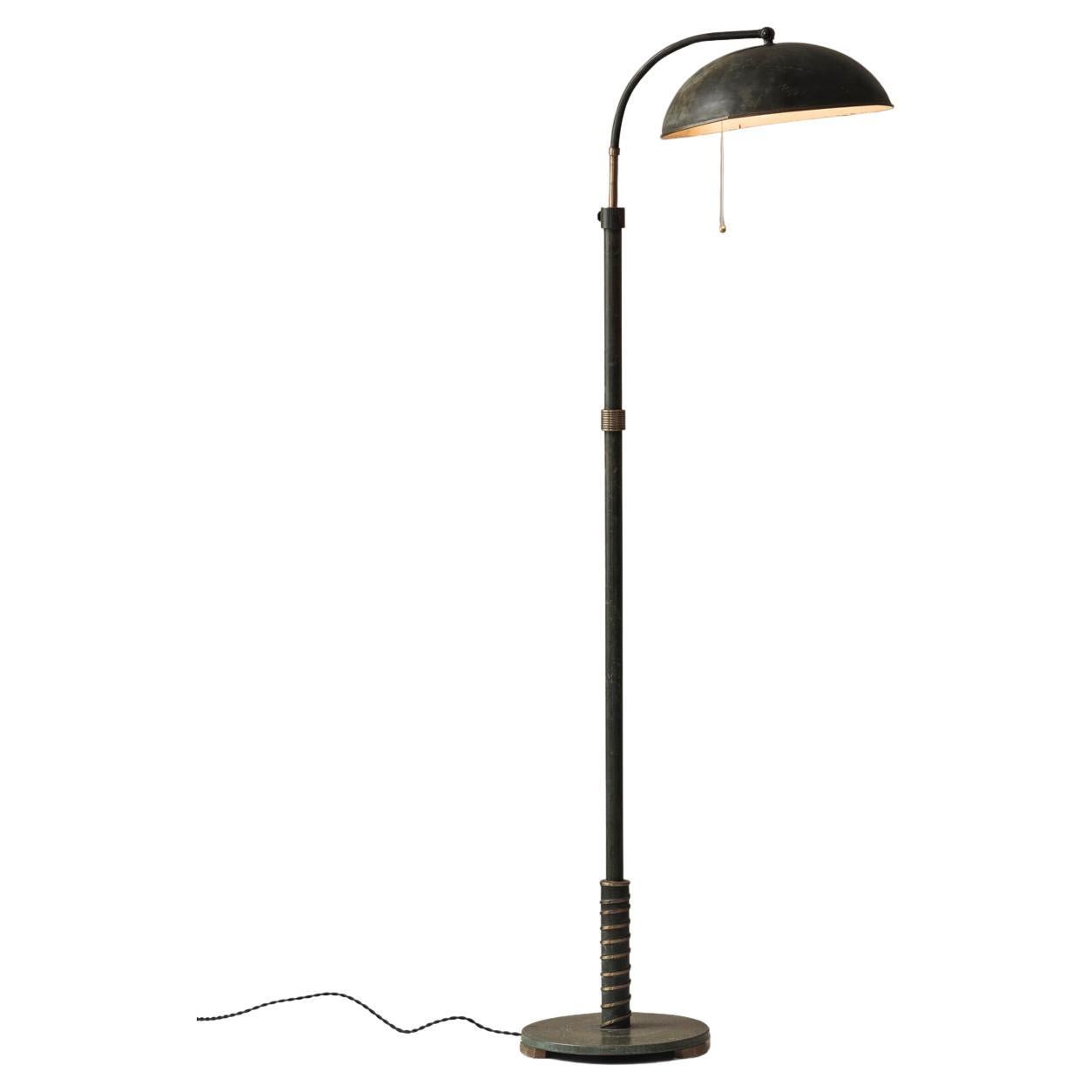 Rara lámpara de pie Art Decó diseñada por Einar Bäckström, Suecia Años 30 en venta