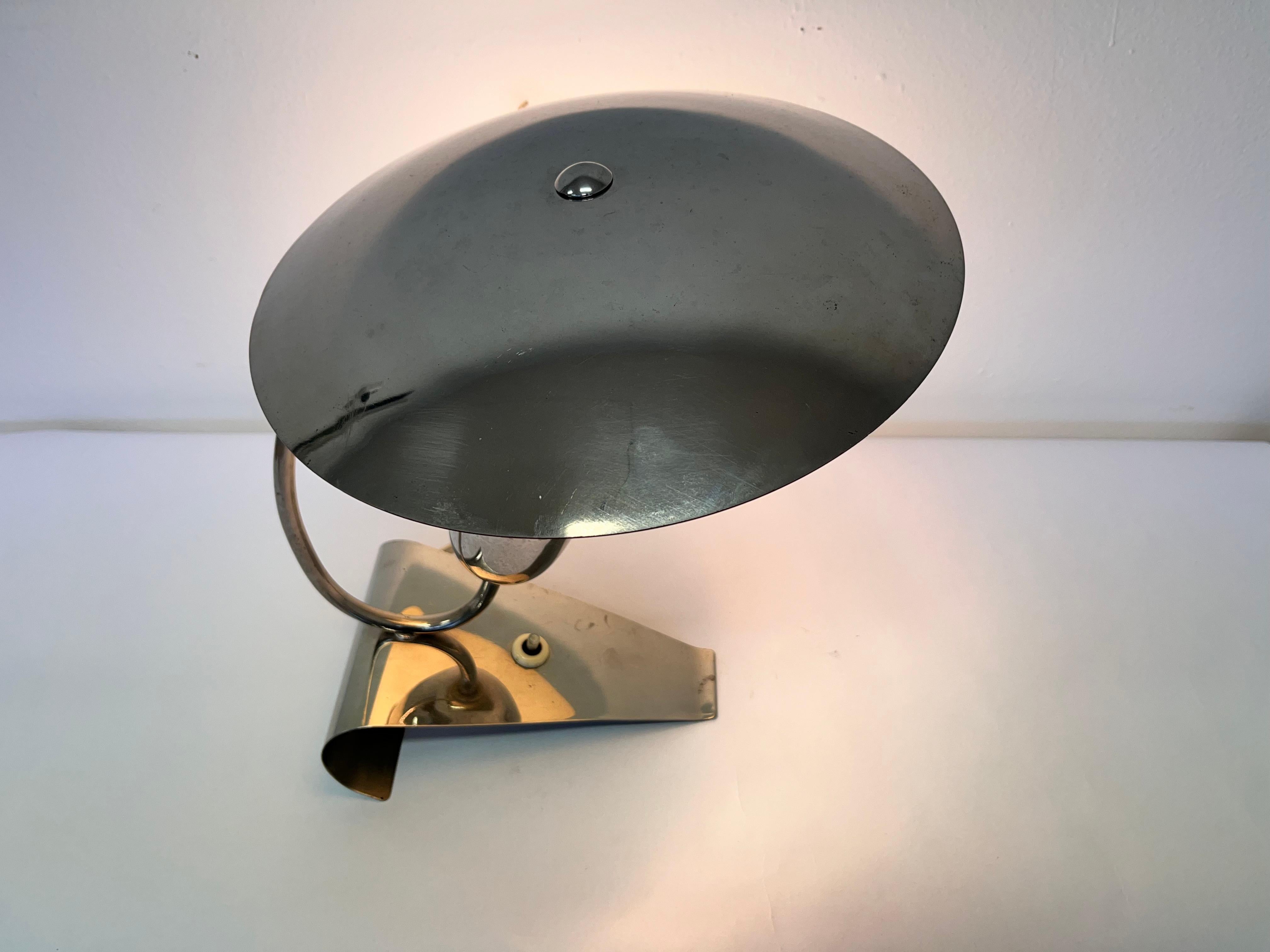 Mid-20th Century Rare Art Deco Functionalims Chrome Table Lamp, Czechoslovakia, 1930s For Sale