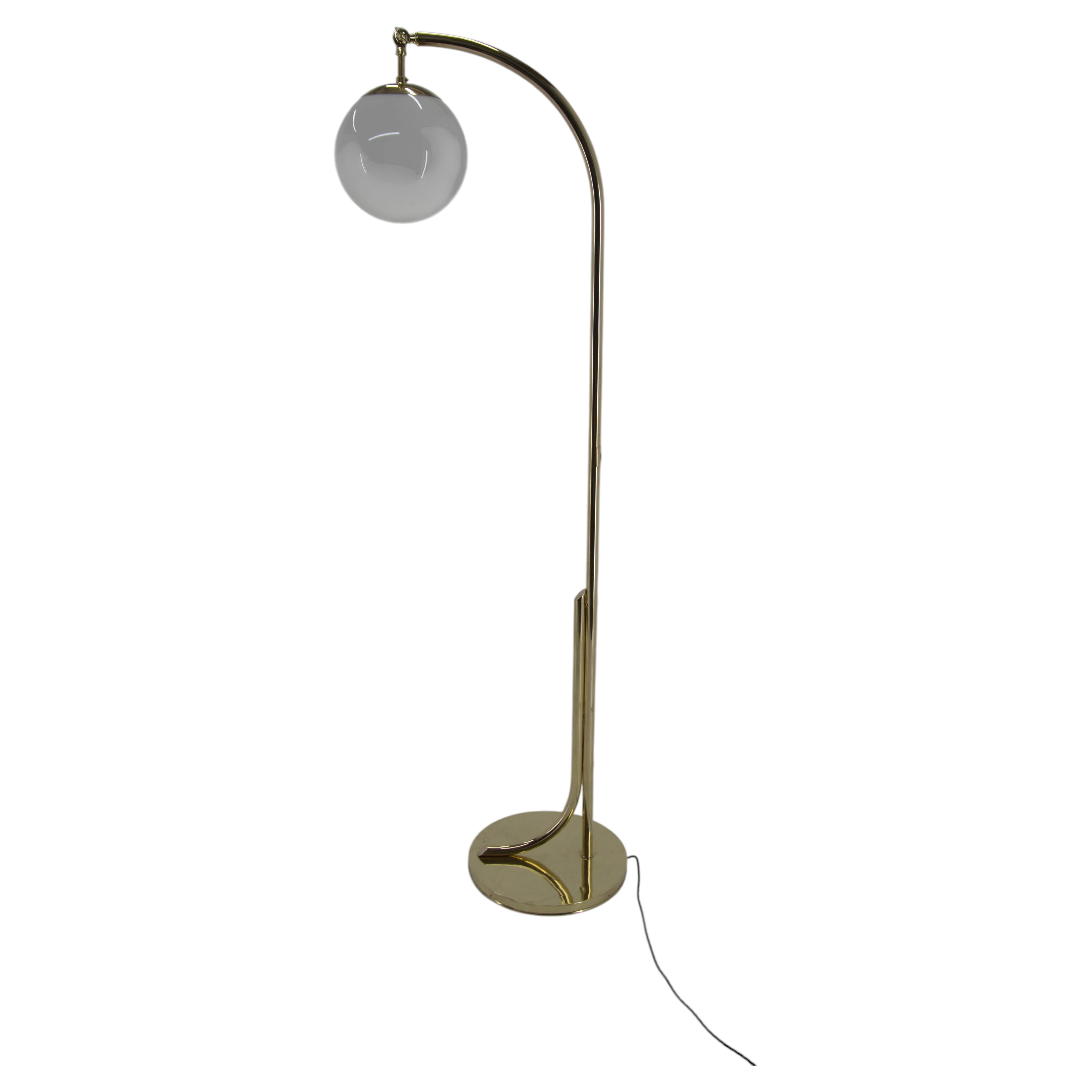 Rare Art Deco / Functionalist Brass Floor Lamp, 1930s, Restored For Sale