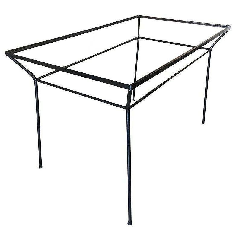 Seltene Art Deco Geometrische Schwarz Eisen Patio / Outdoor-Tabelle w / Glasplatte (Art déco) im Angebot