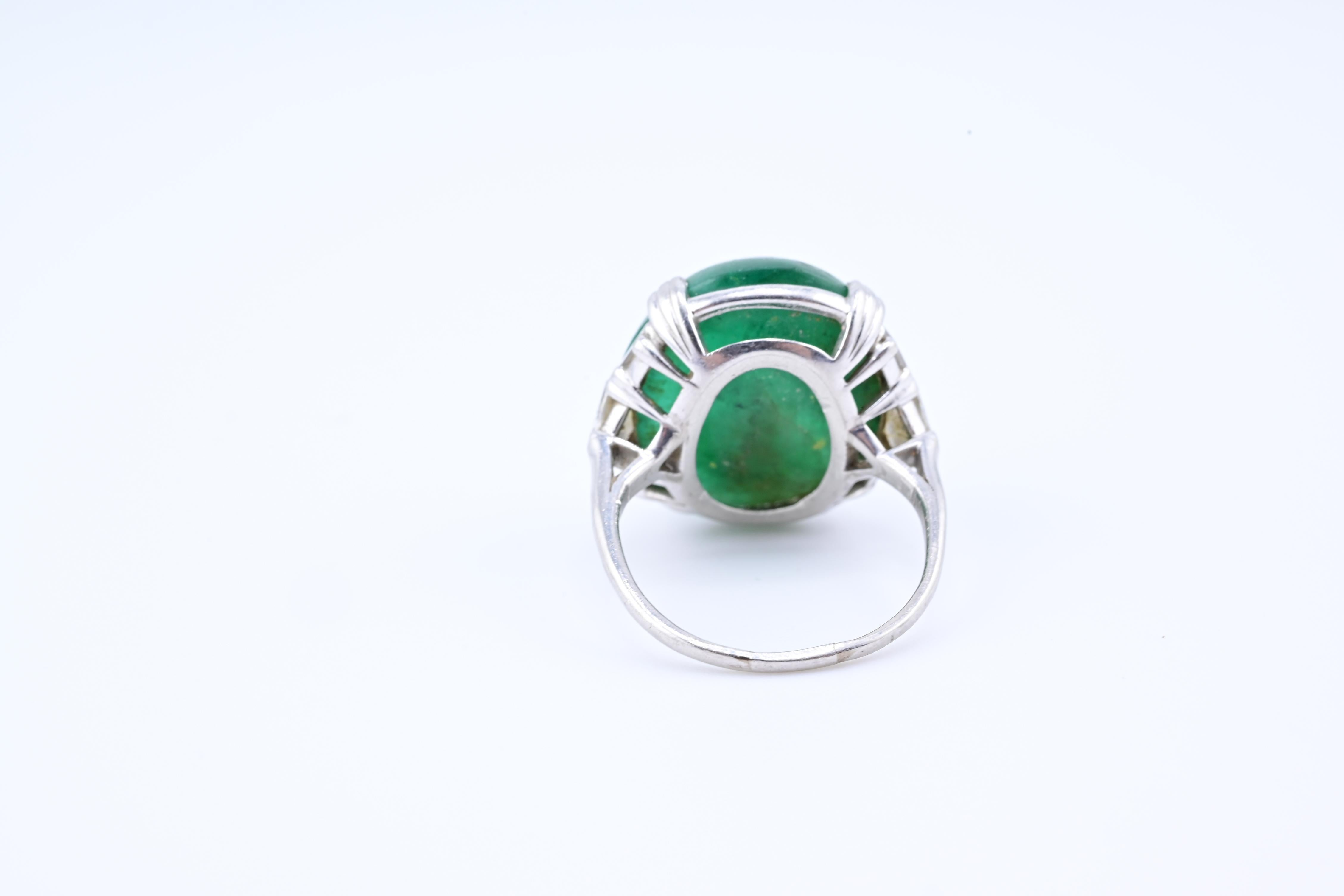 Rare Art Deco GIA Certified Emerald Cabochon Approx 17.03 Carats Minor Oil 6
