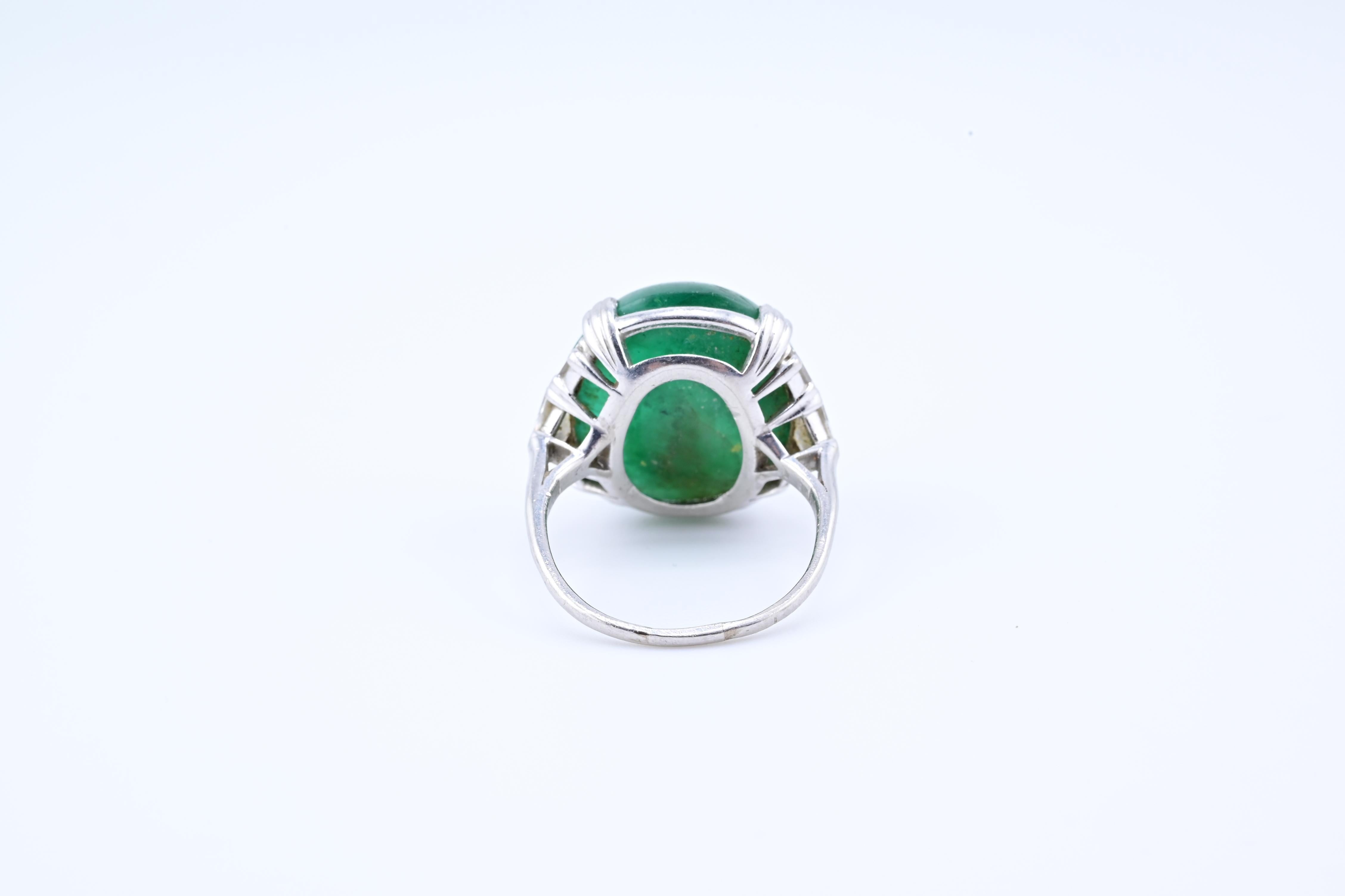 Rare Art Deco GIA Certified Emerald Cabochon Approx 17.03 Carats Minor Oil 7