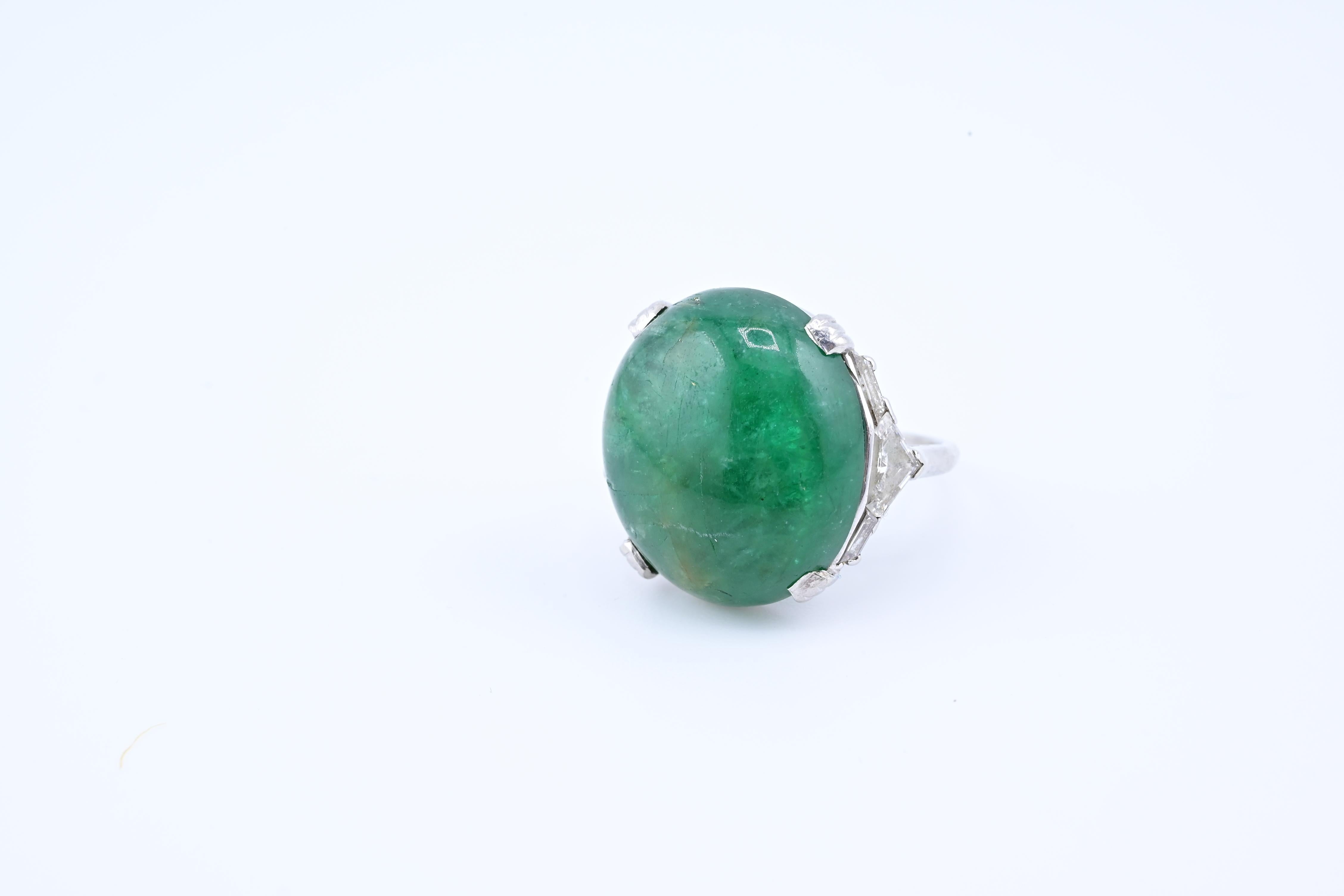 Rare Art Deco GIA Certified Emerald Cabochon Approx 17.03 Carats Minor Oil 3