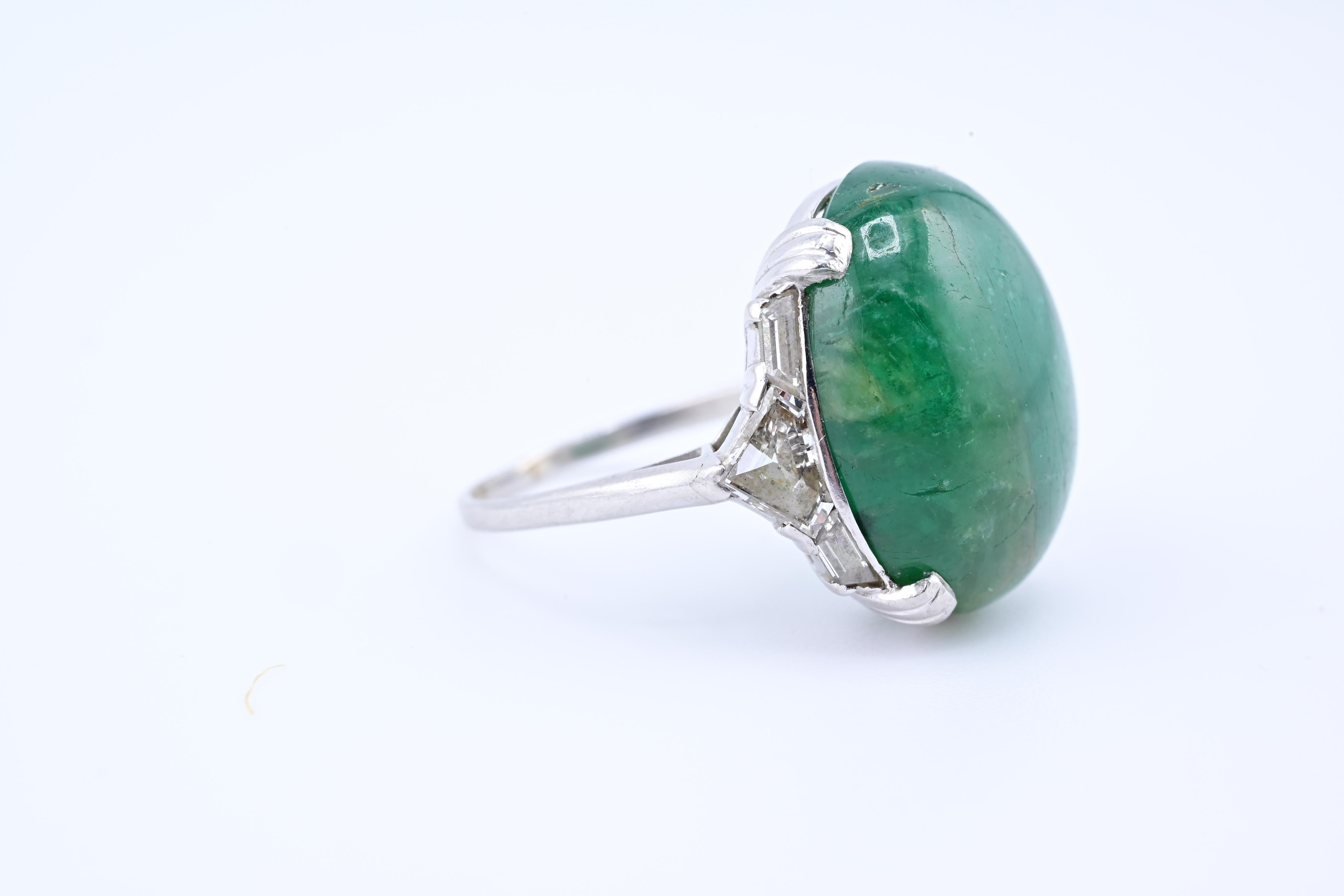 Rare Art Deco GIA Certified Emerald Cabochon Approx 17.03 Carats Minor Oil 4
