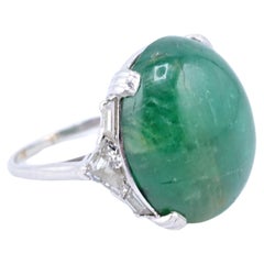 Antique Rare Art Deco GIA Certified Emerald Cabochon Approx 17.03 Carats Minor Oil