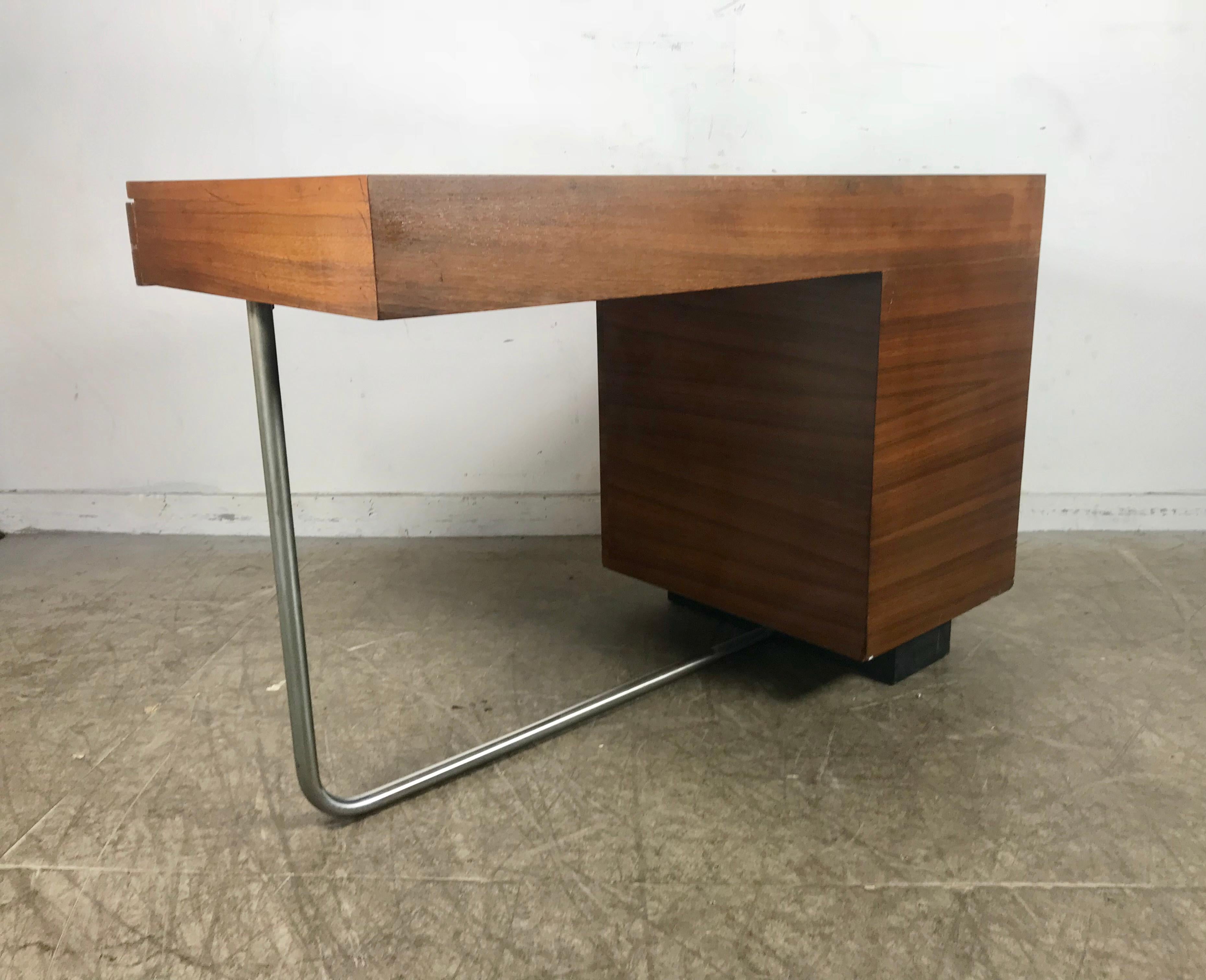 Nickel Rare Art Deco Gilbert Rohde Herman Miller East Indian Laurel Desk, circa 1930s