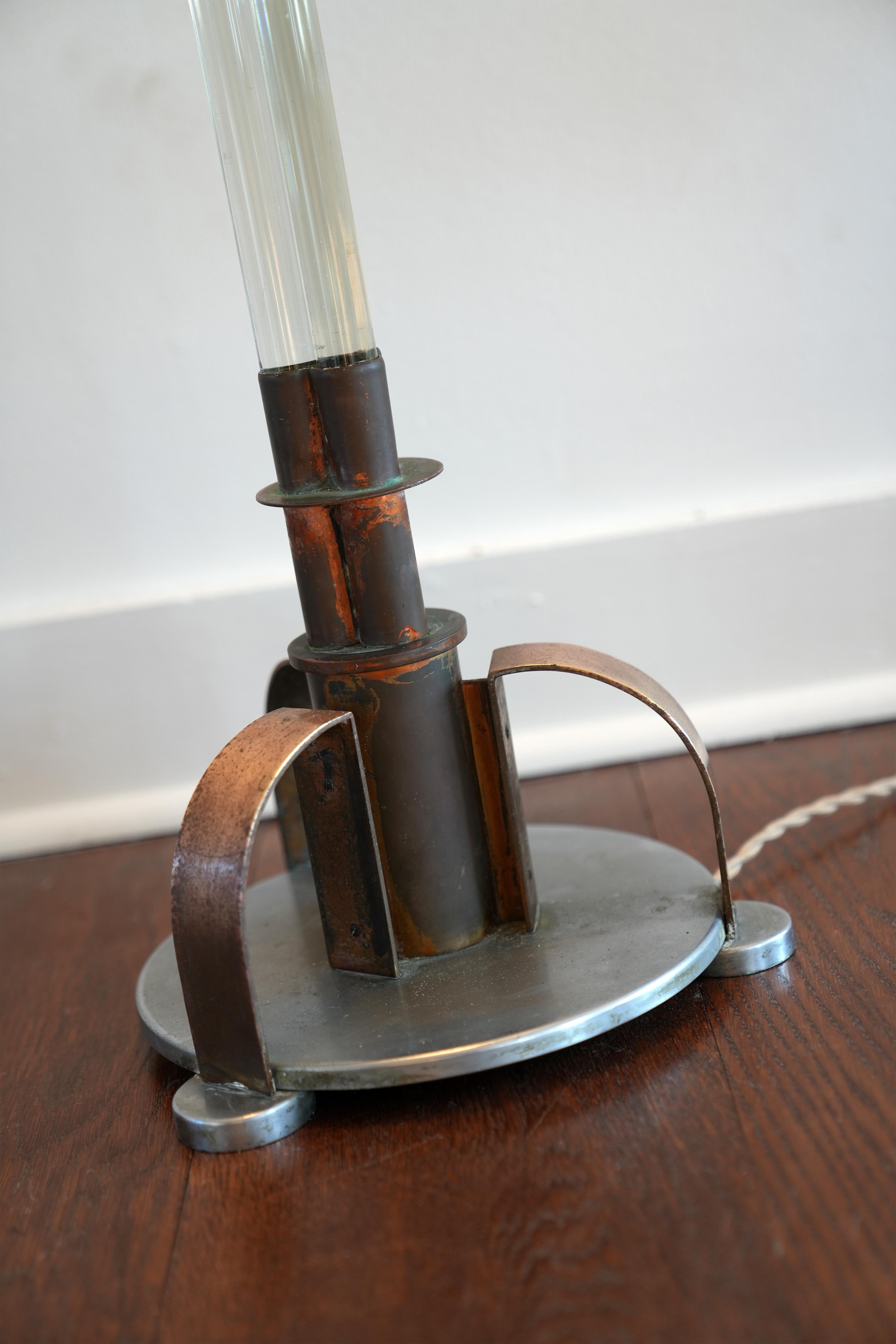20th Century Rare Art Deco Glass Floor Lamp For Sale