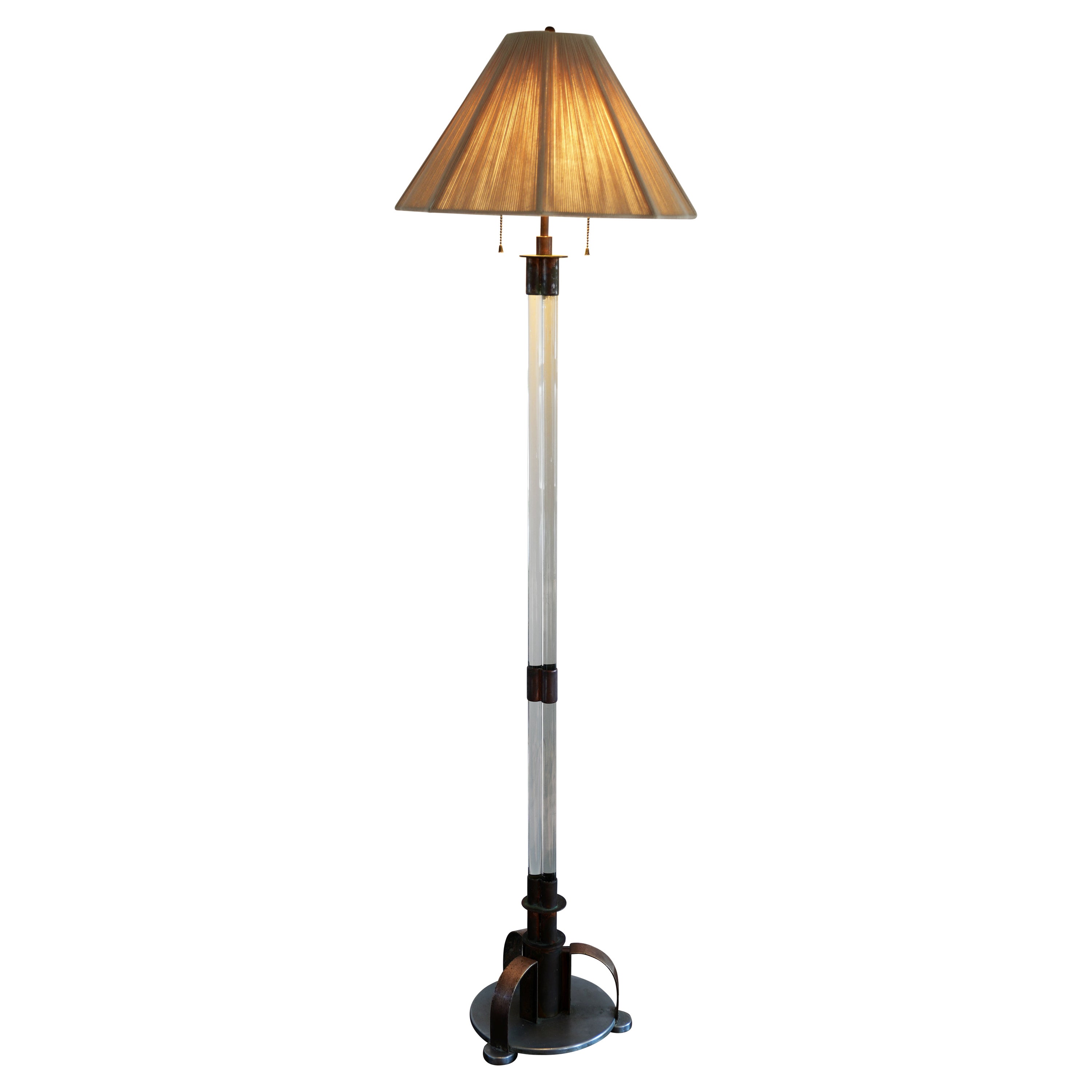 Rare lampadaire Art déco en verre en vente