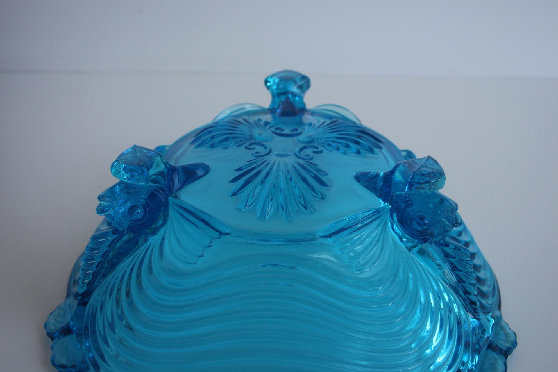 Rare Art Deco Glass Josef Inwald With Fish Feet Bowl-Gorgeous Rich Blue, 1930s For Sale 5