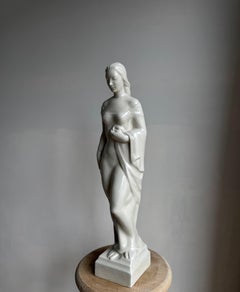 Rare Art Deco Glazed Porcelain Sculpture c1930 by August Wilhelm Goebel, Signed