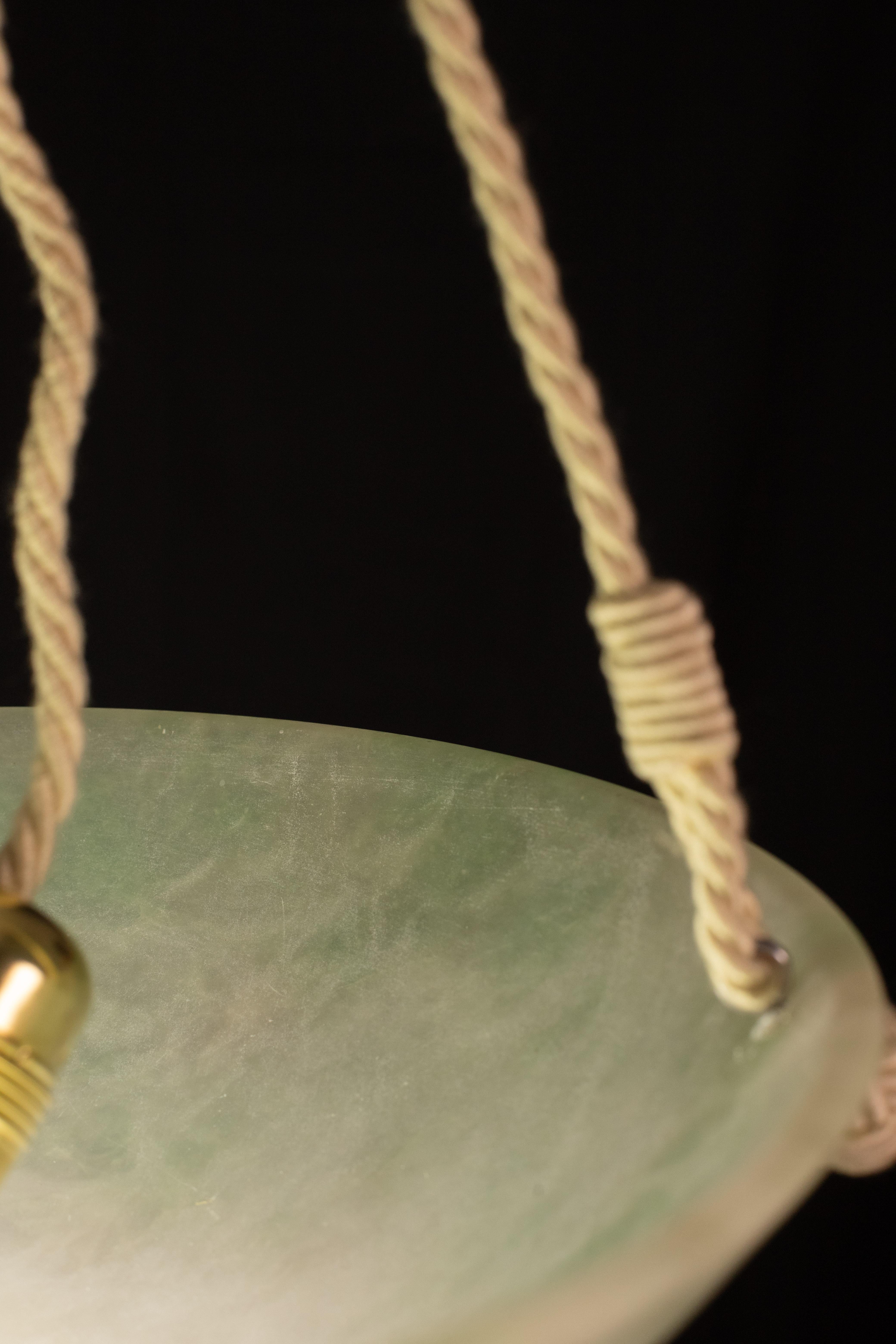 Rare Art Decò Green Alabaster Chandelier, 1940 For Sale 2