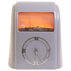 Rare Art Deco Grey Bakelite Vitascope Clock with the Ocean Liner