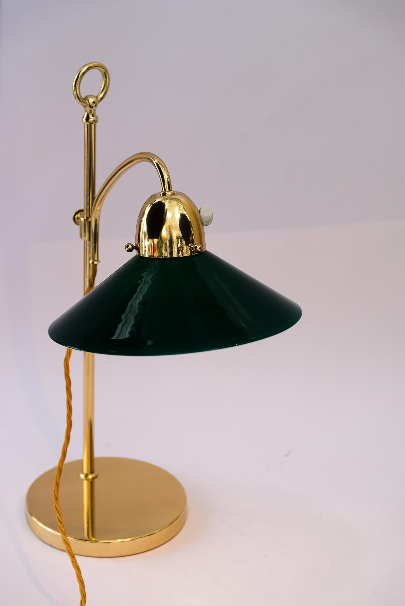 Seltene Art Deco höhenverstellbare Kondor Tischlampe mit original Glasschirm 1920er Jahre im Angebot 4