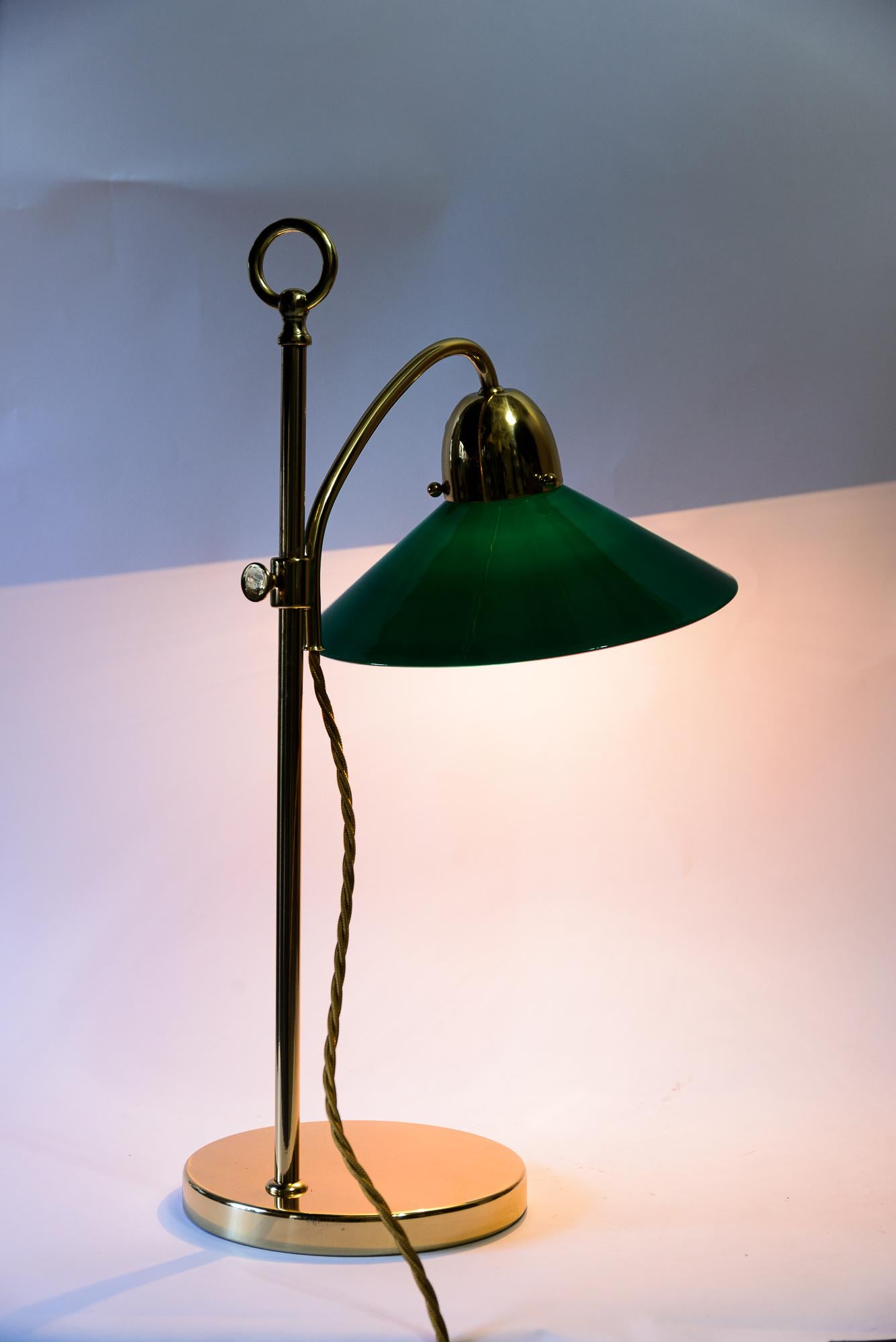 Rare Art Deco hight adjustable condor table lamp with original glass shade 1920s For Sale 8