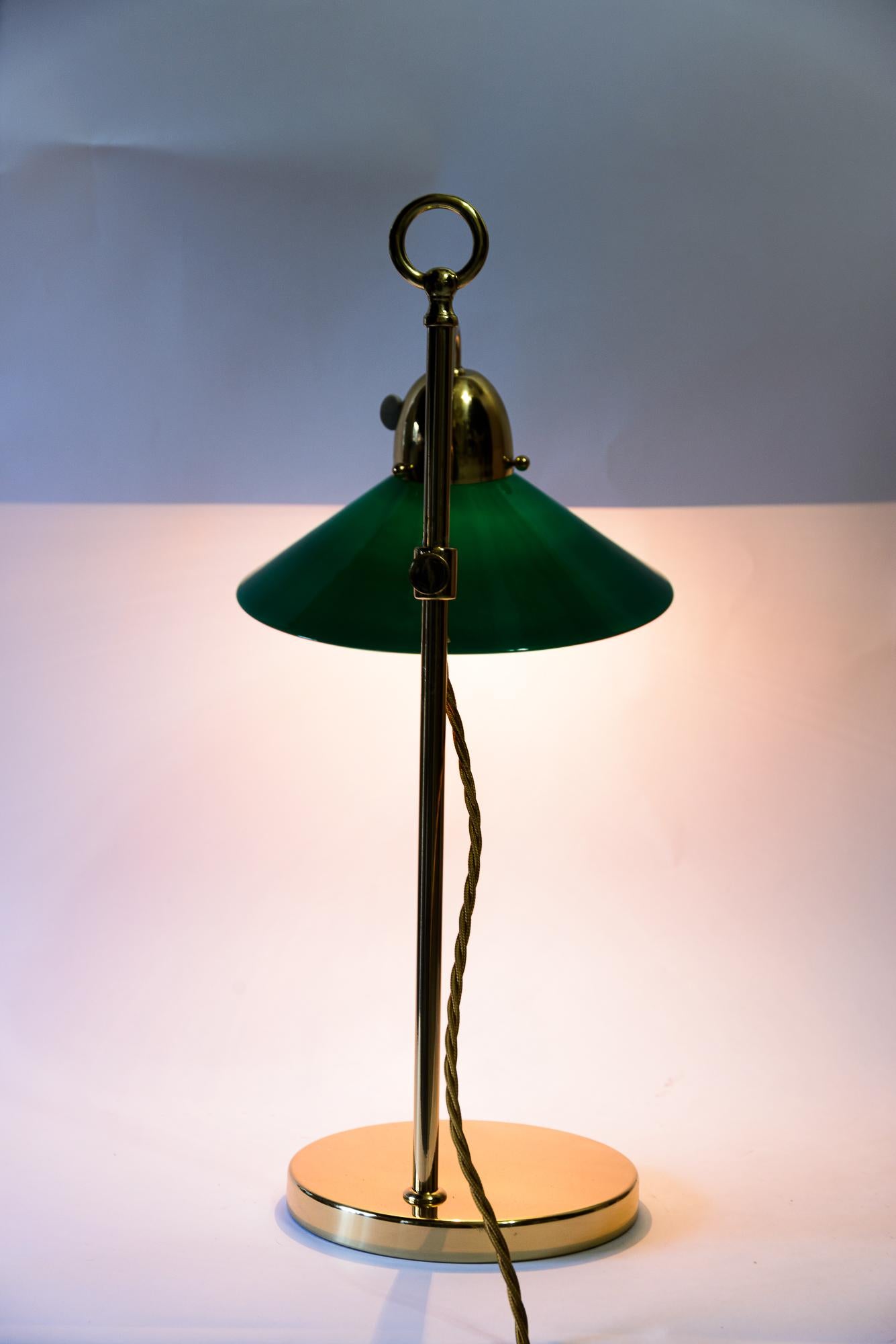 Rare Art Deco hight adjustable condor table lamp with original glass shade 1920s For Sale 9