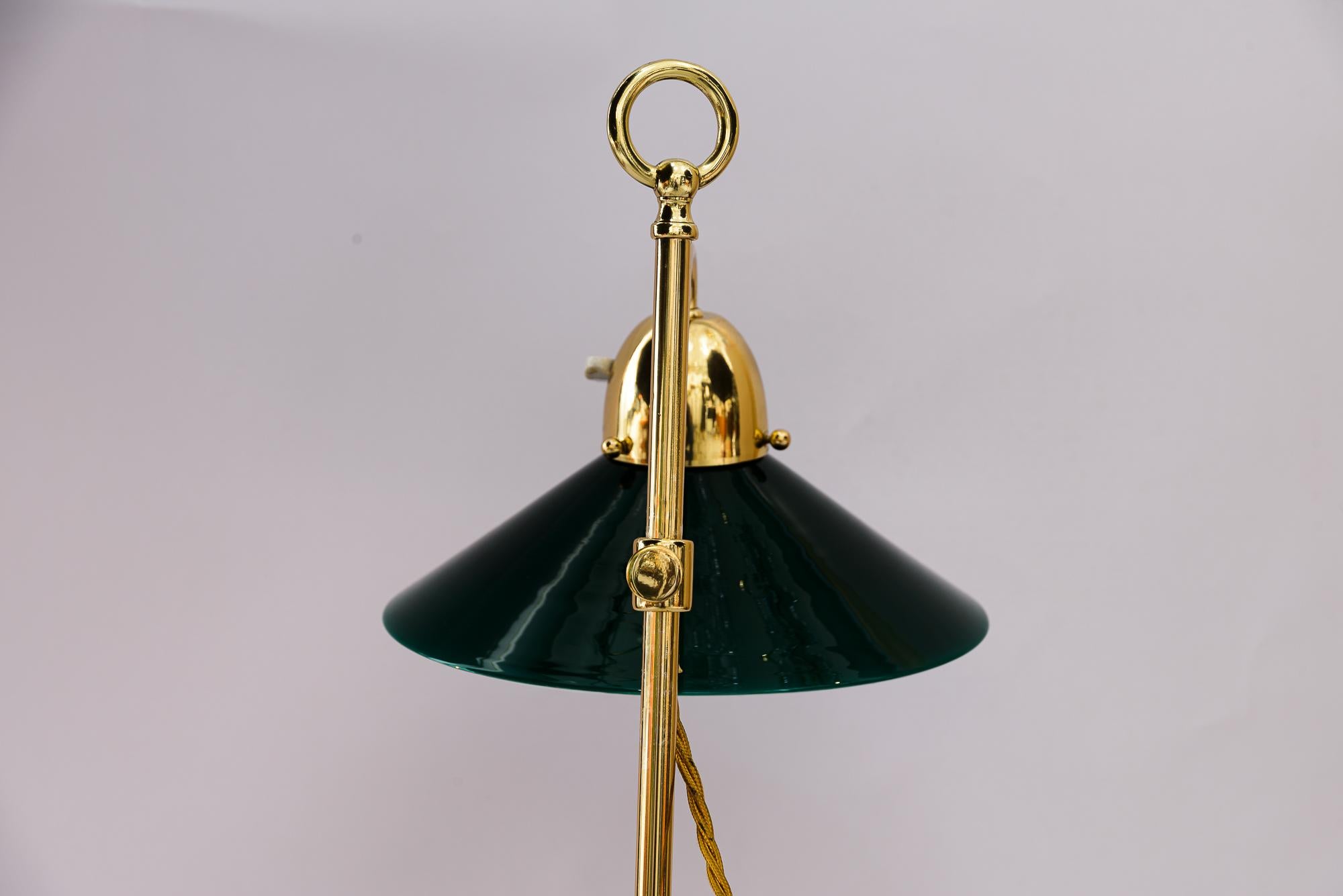Seltene Art Deco höhenverstellbare Kondor Tischlampe mit original Glasschirm 1920er Jahre im Angebot 1