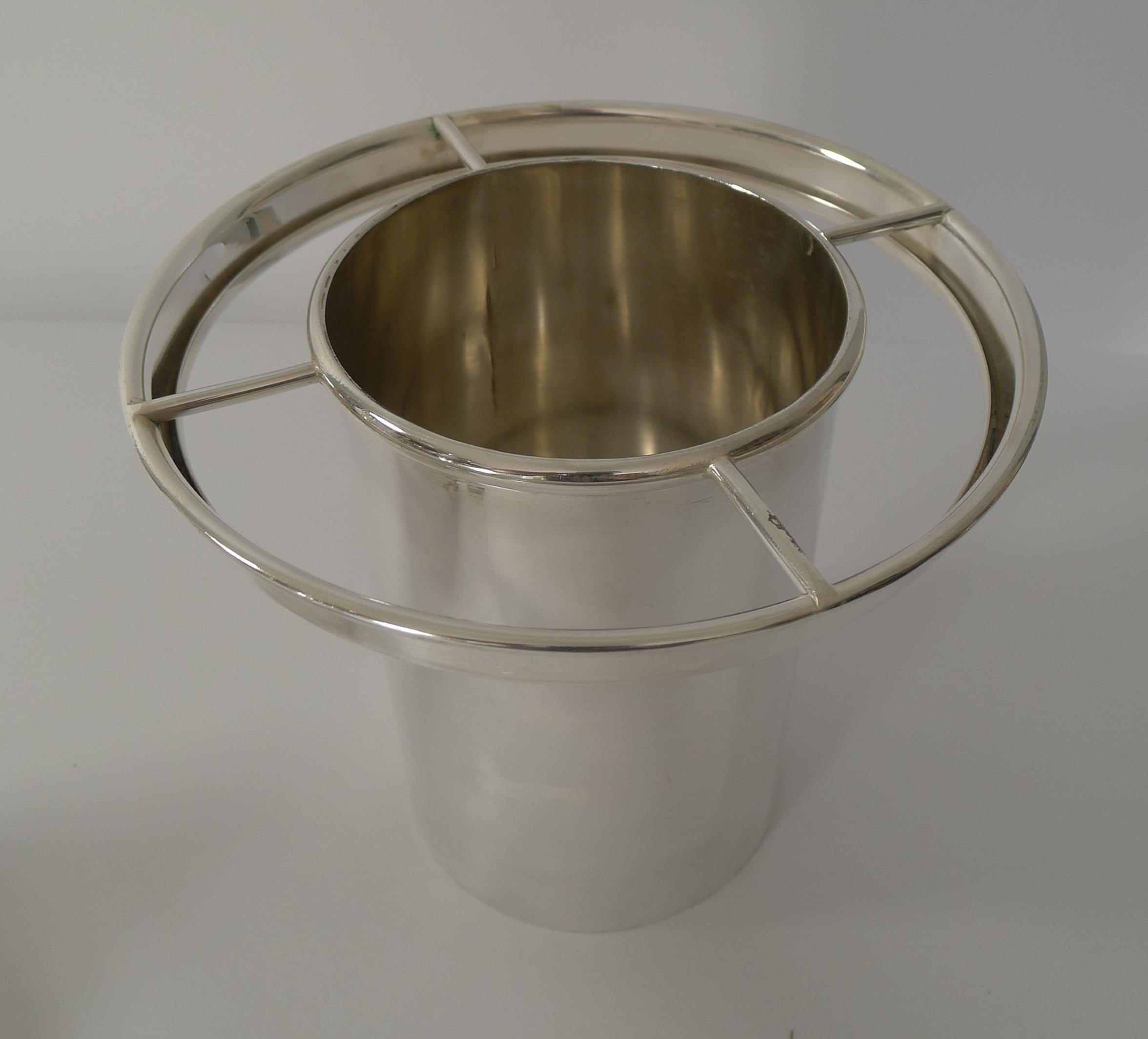 Rare Art Deco Italian Crystal and Silver Plated Champagne Bucket / Wine Cooler 1