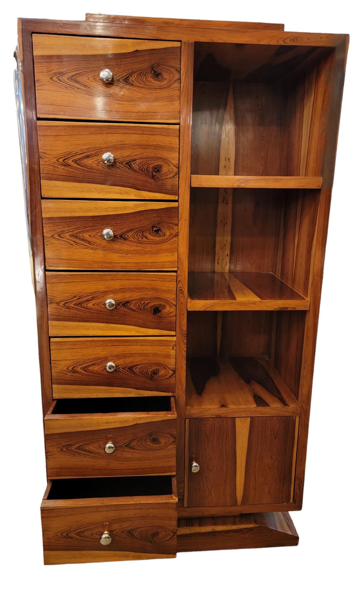 Brazilian Rare Art Deco Jacaranda Brazillian Rosewood Cabinet For Sale