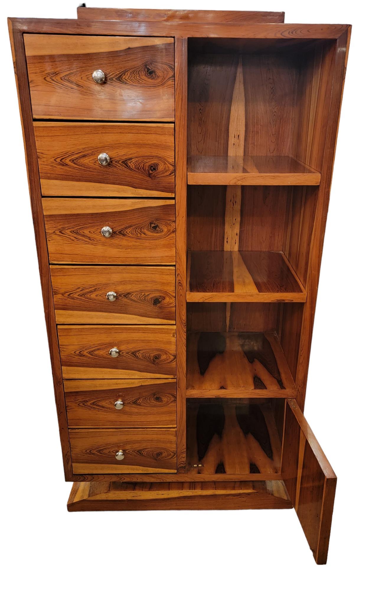 Wood Rare Art Deco Jacaranda Brazillian Rosewood Cabinet For Sale