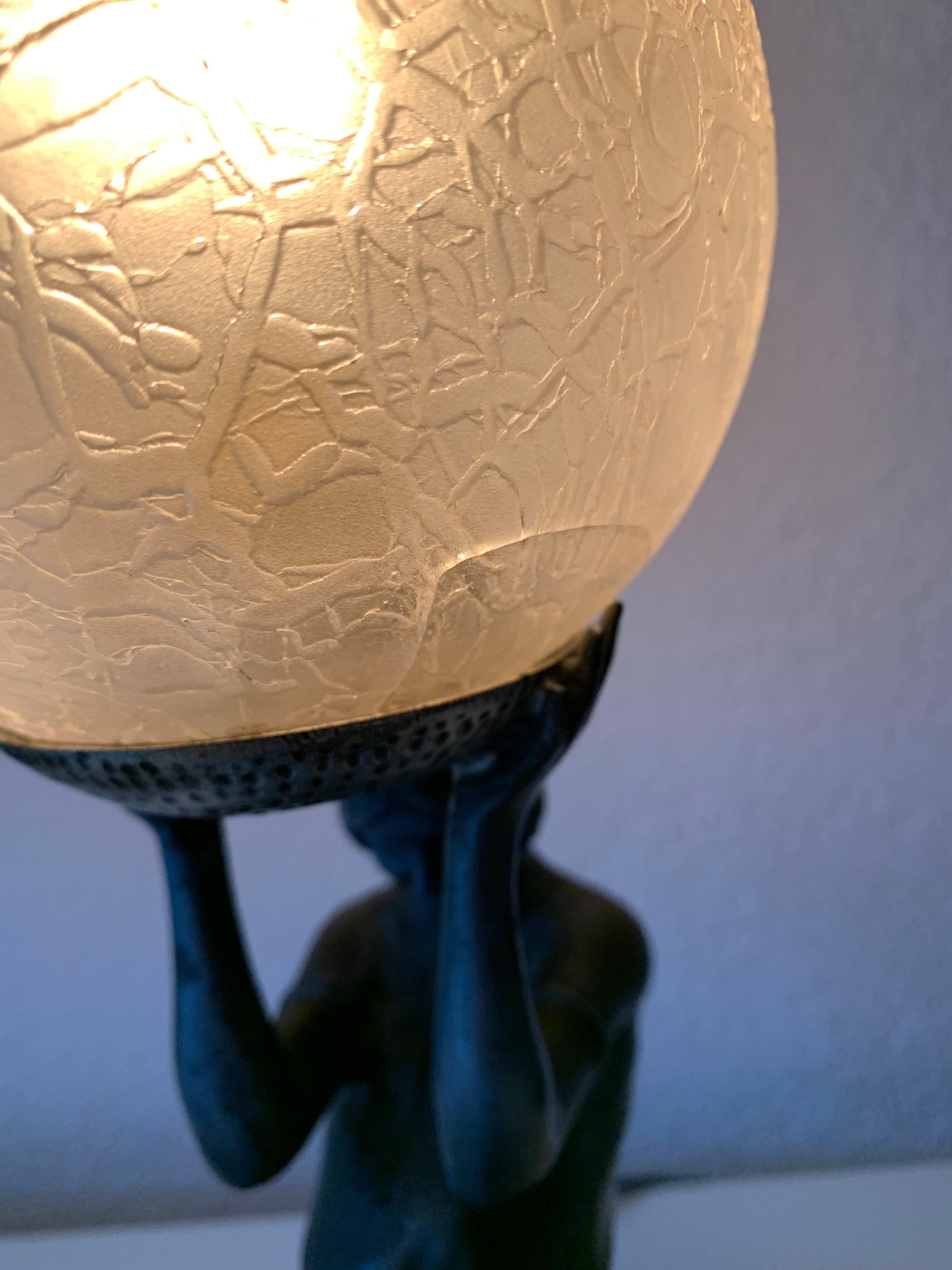 Rare Art Deco Jolie Statue Sculpture Table / Desk Lamp by Janle & Max Le Verrier 9